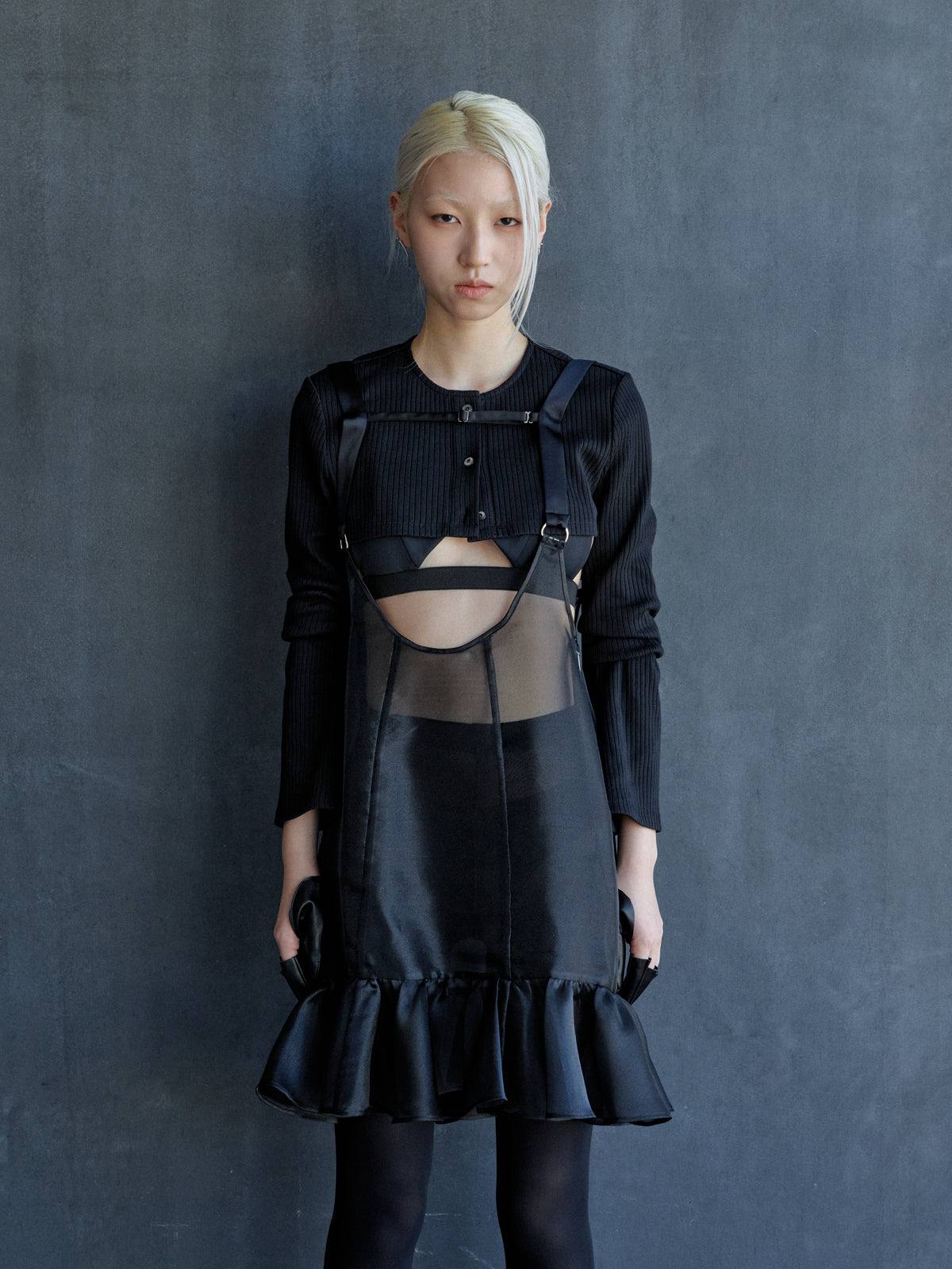 sheer corset mini dress