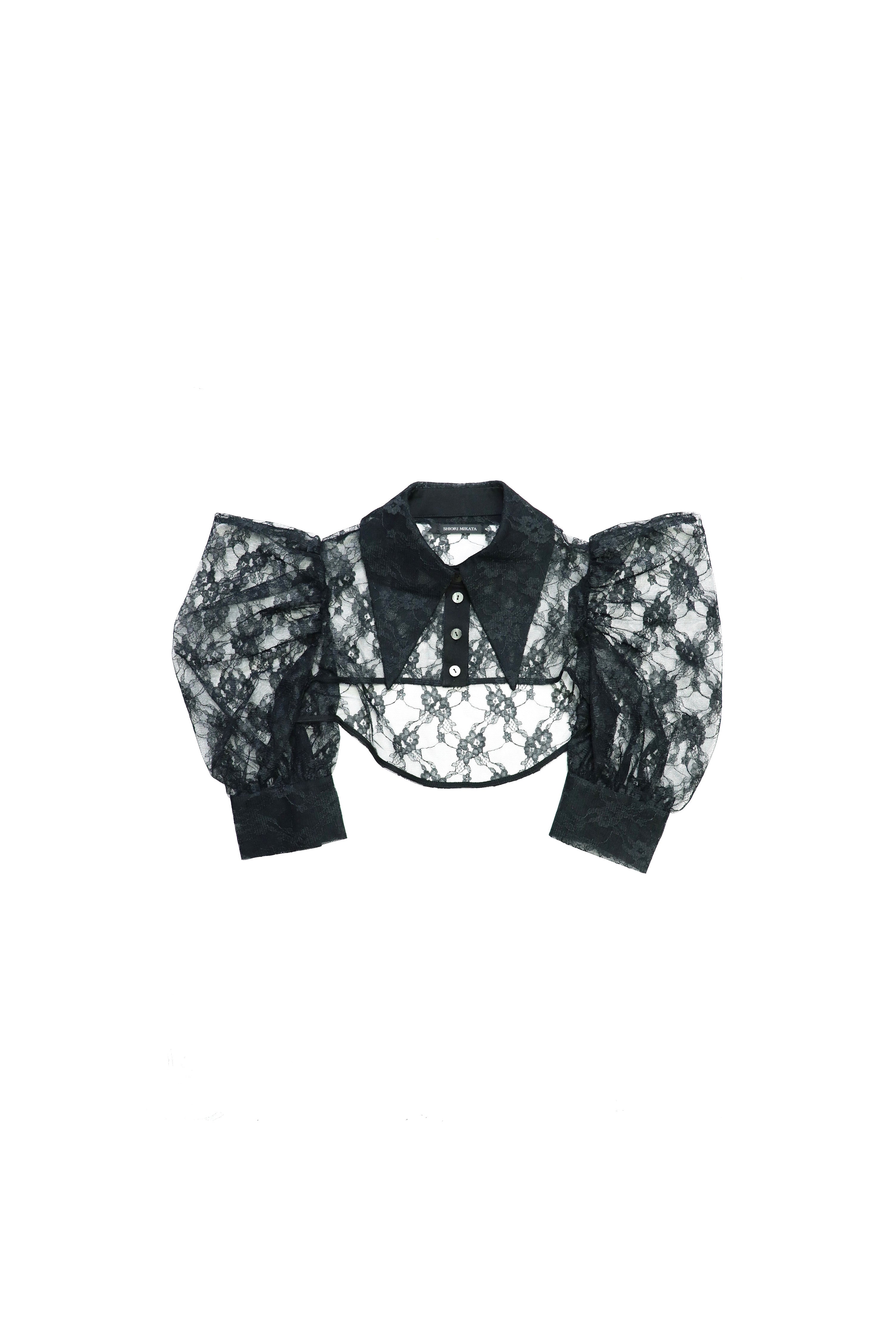 over collar shirt bolero (BLACK)