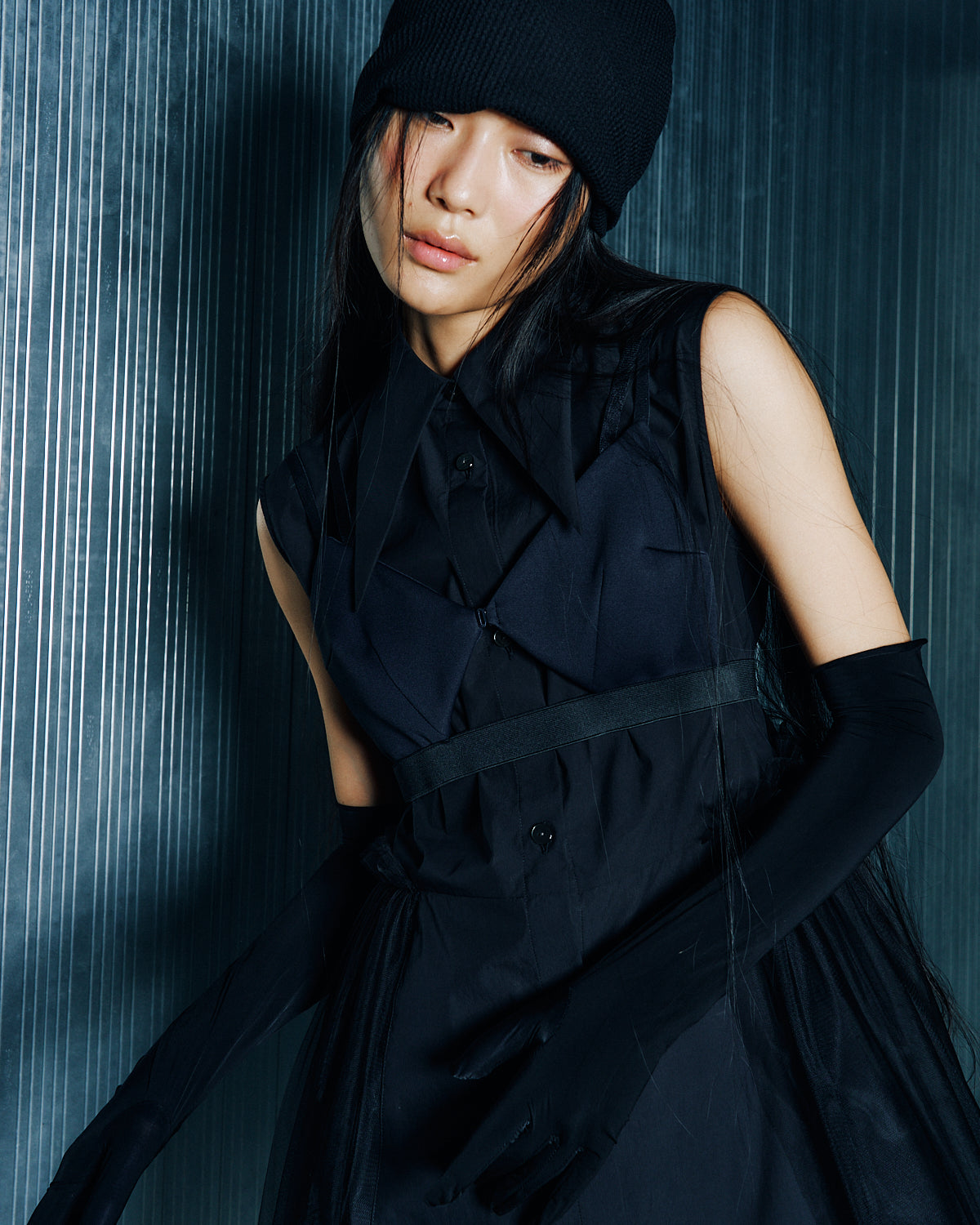 tulle layered shirt-onepiece
