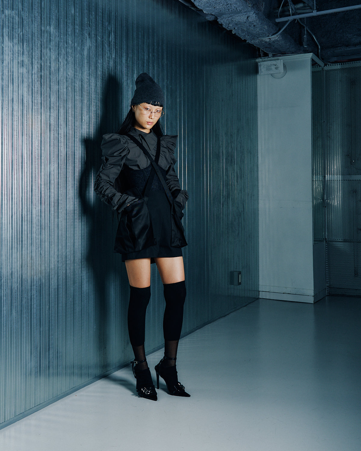 long socks with sheer (BLACK)