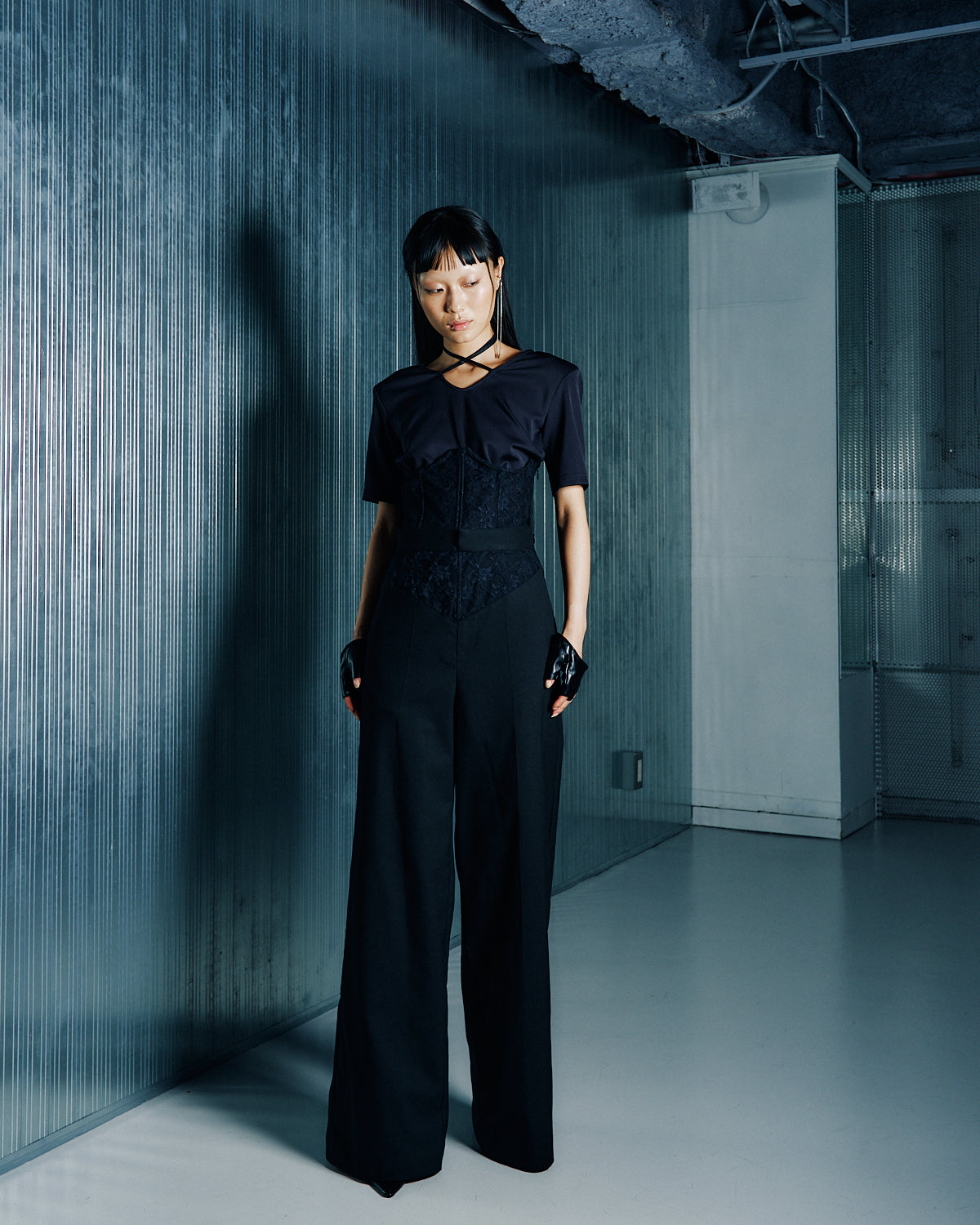 high-waist wide trousers