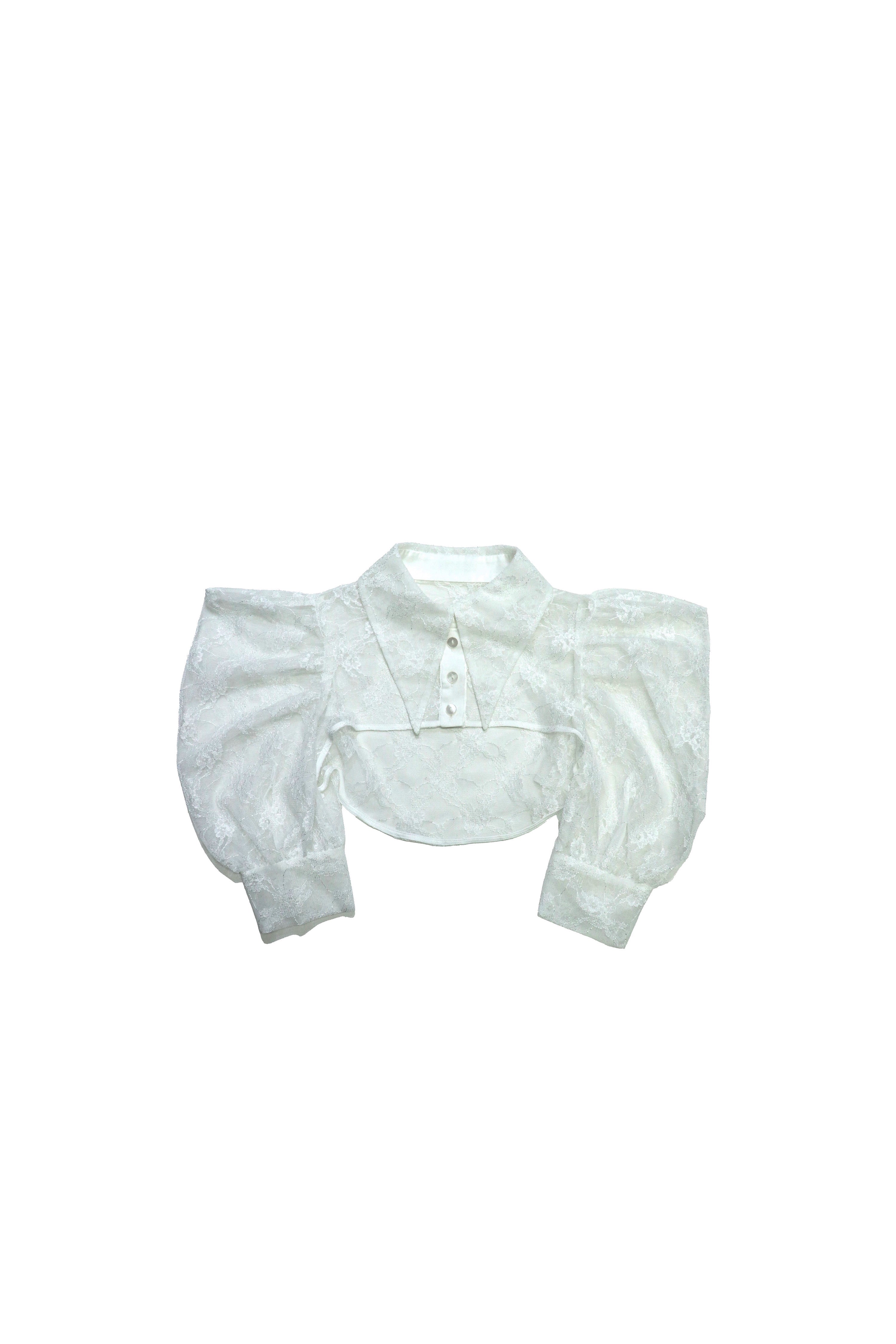 over collar shirt bolero (WHITE)