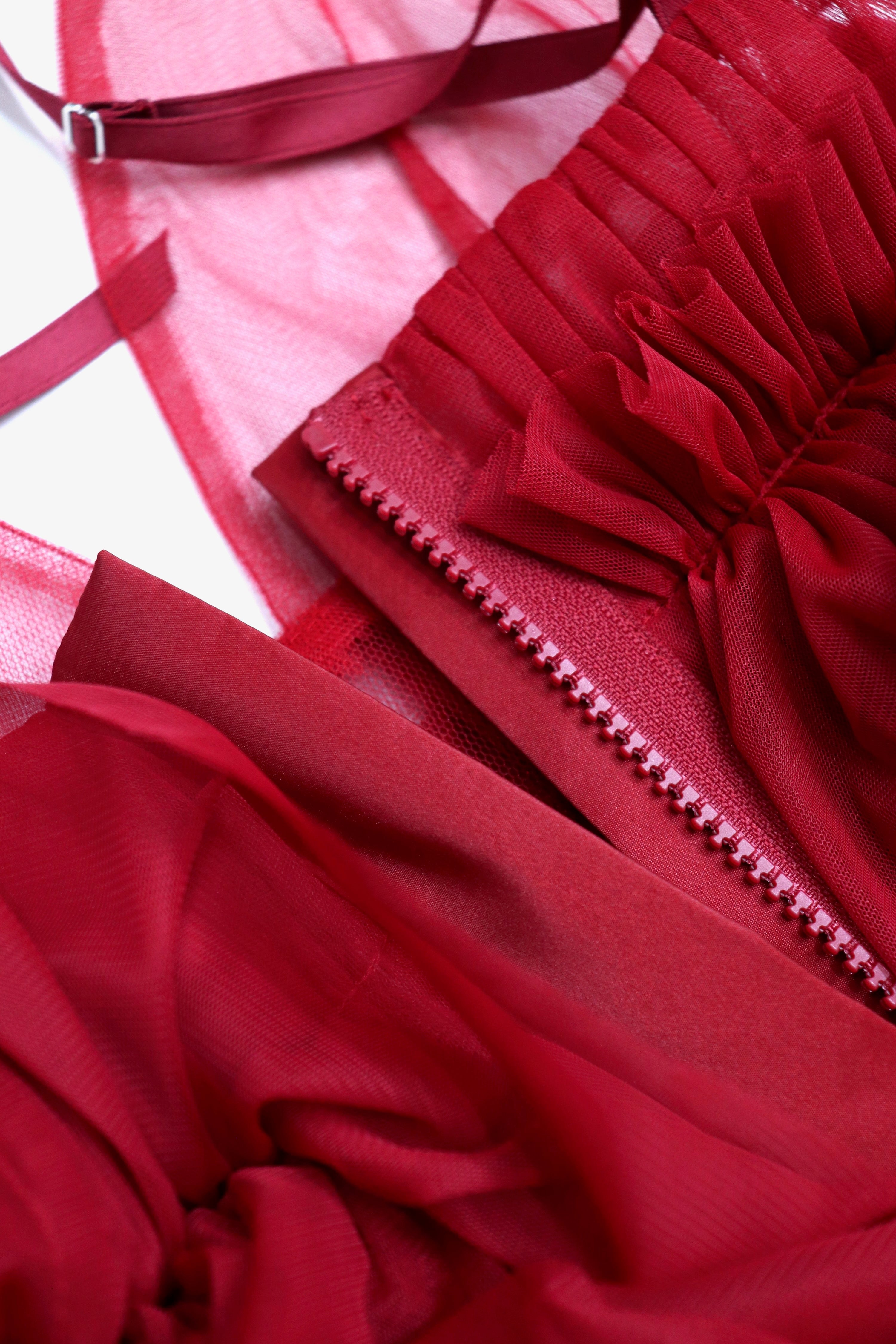 tulle balloon cami dress (RED)