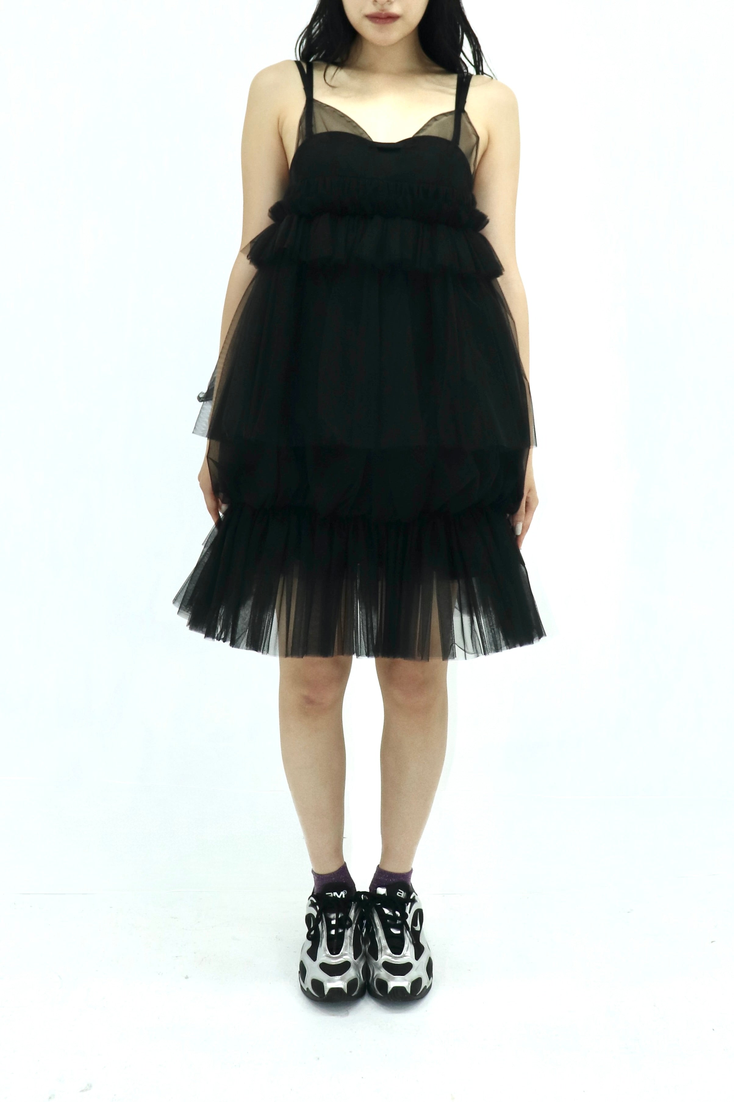 tulle balloon cami dress (BLACK)