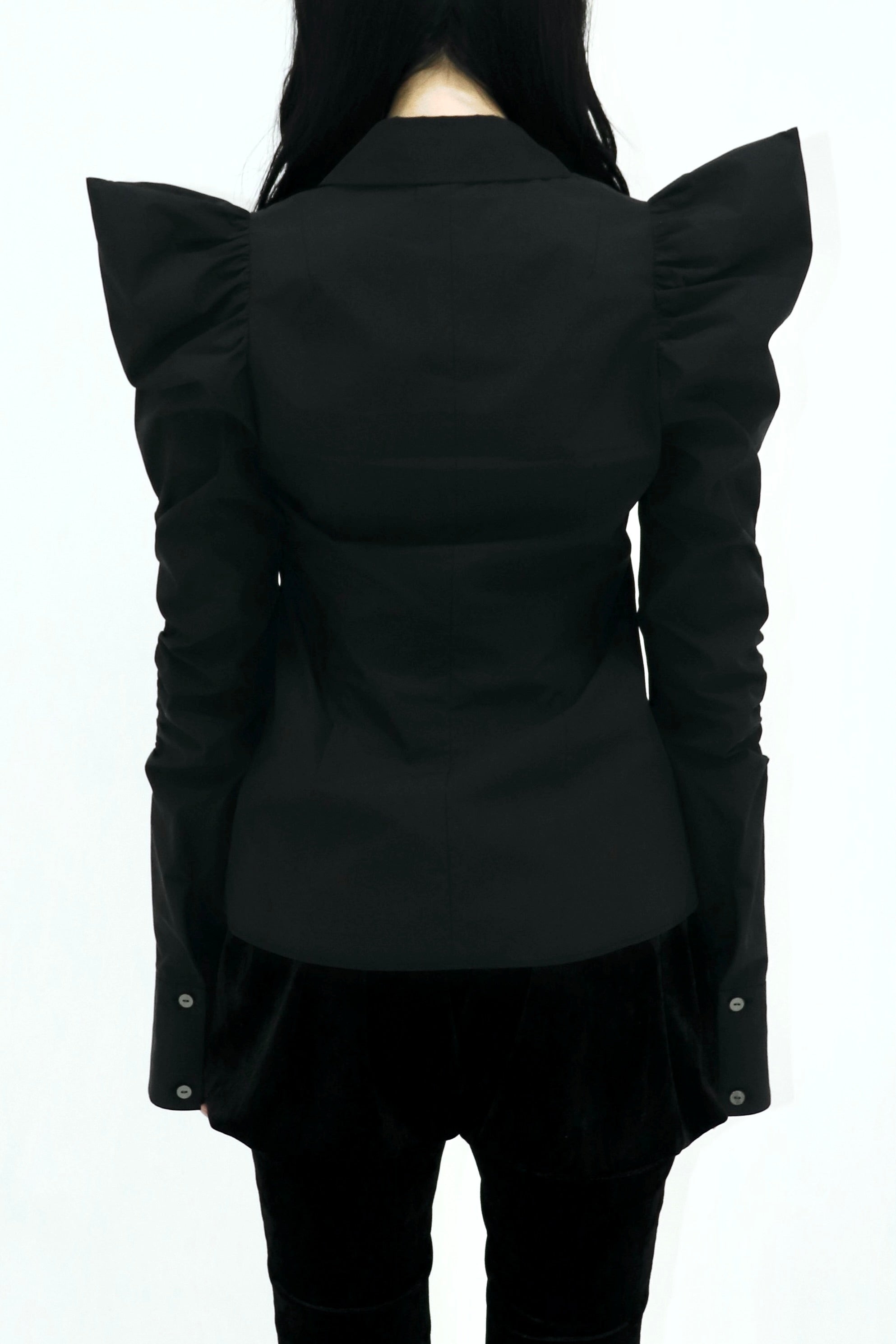 square cut puff-sleeve shirt (BLACK)