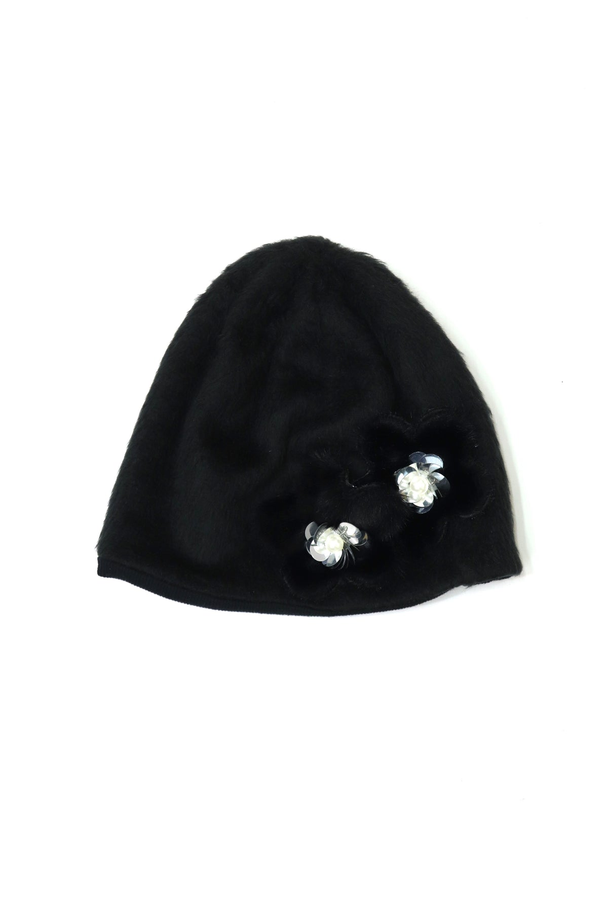 shaggy flower beanie