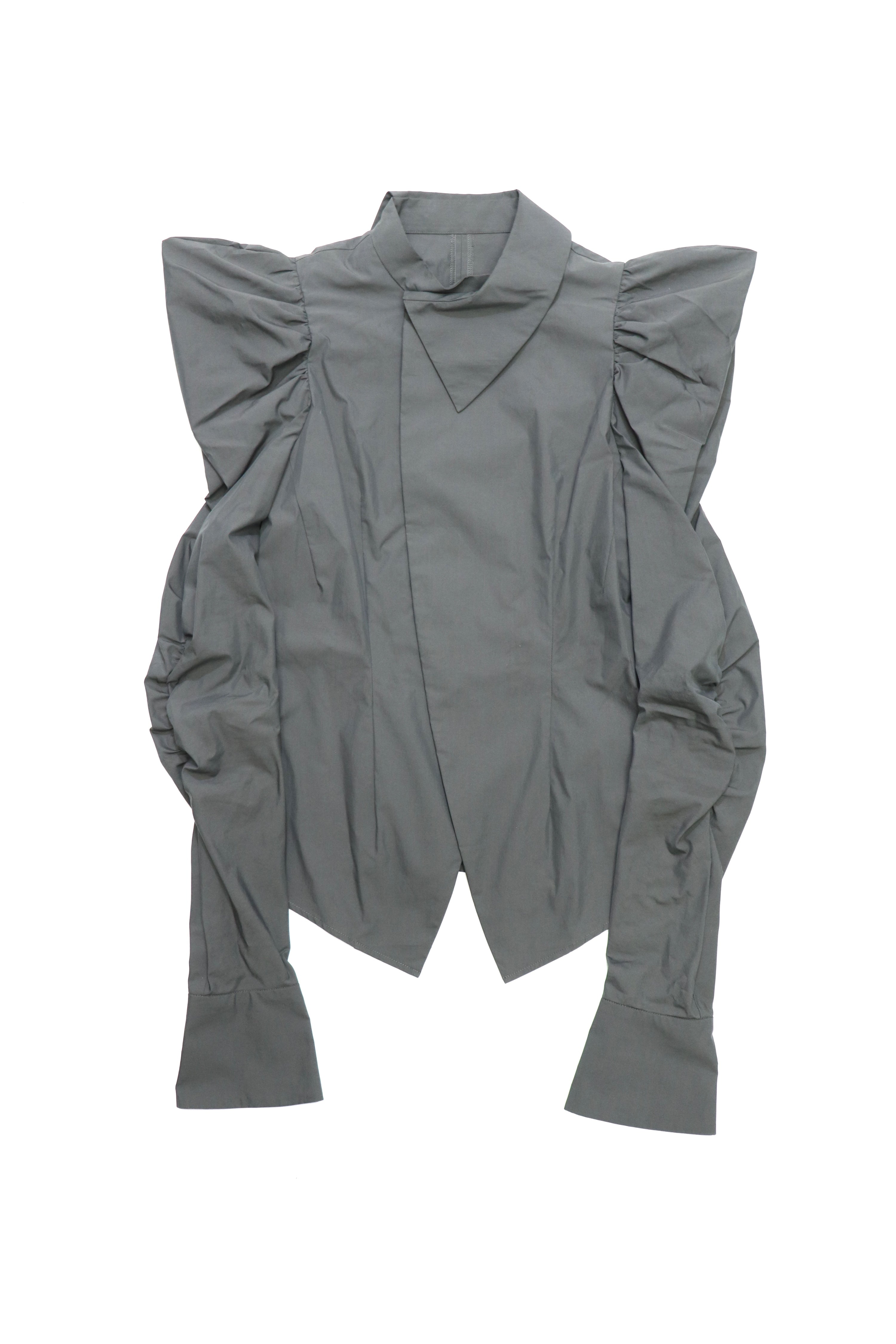 over collar puff-sleeve shirt (GRAY)