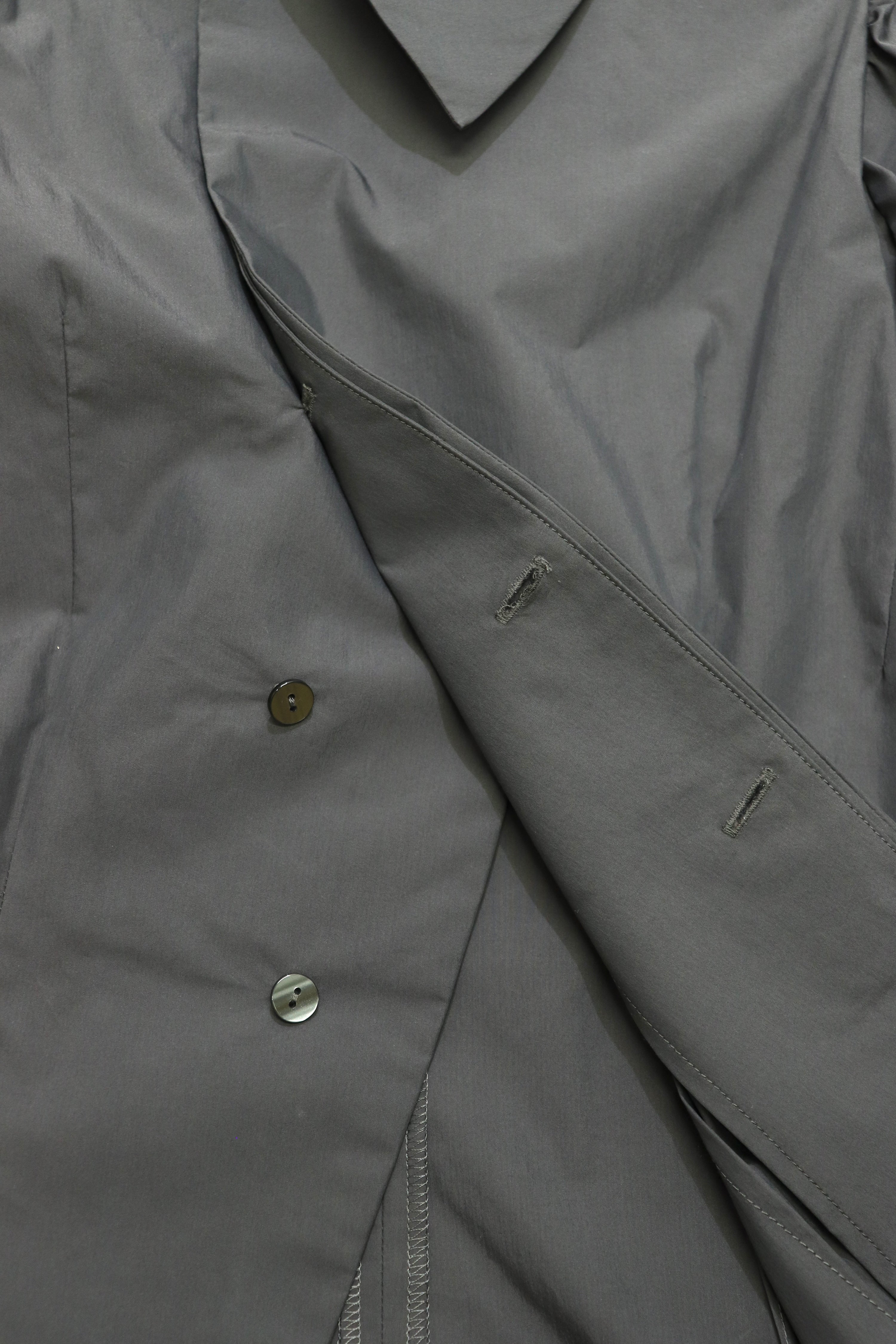 over collar puff-sleeve shirt (GRAY)