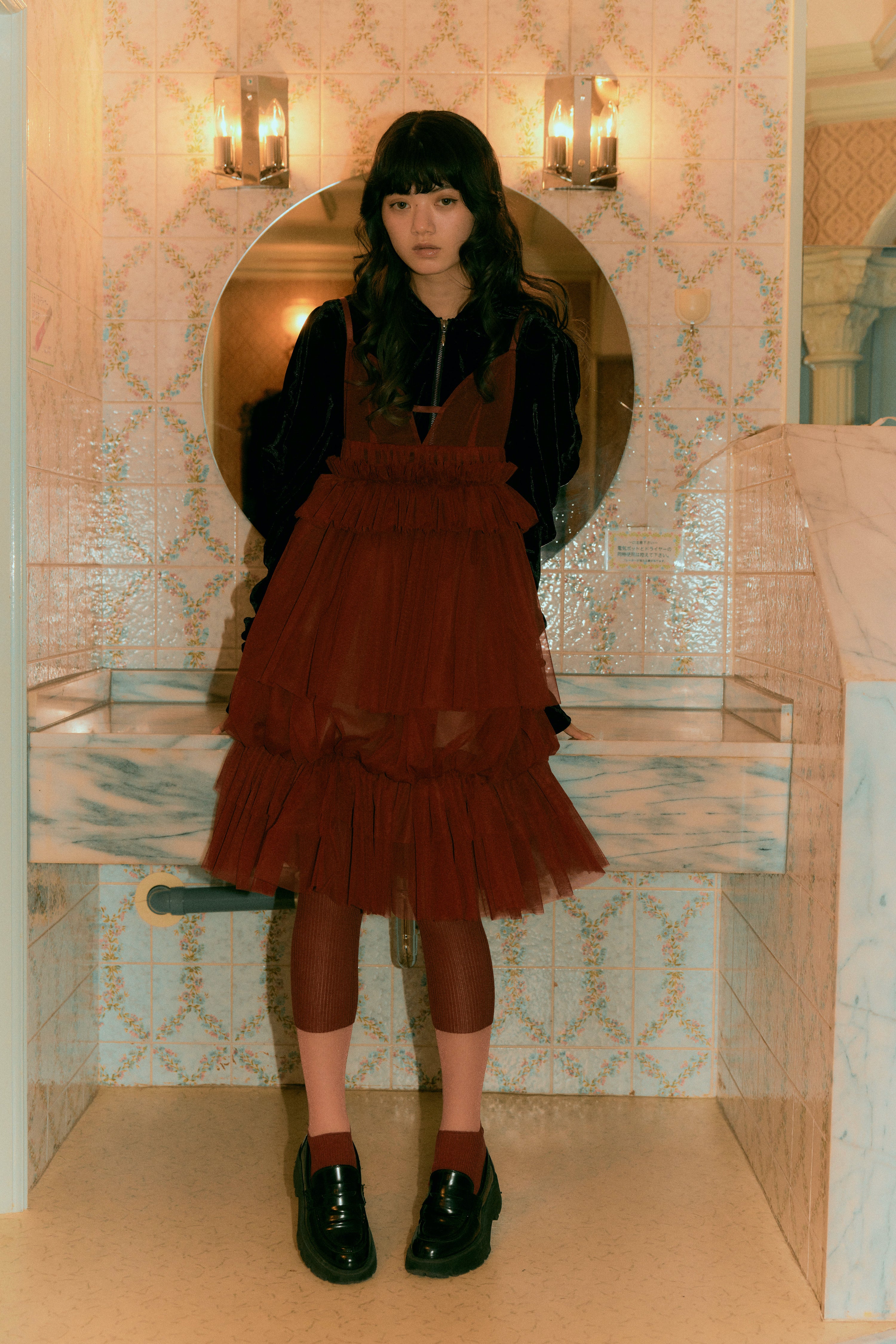 tulle balloon cami dress (BLACK)