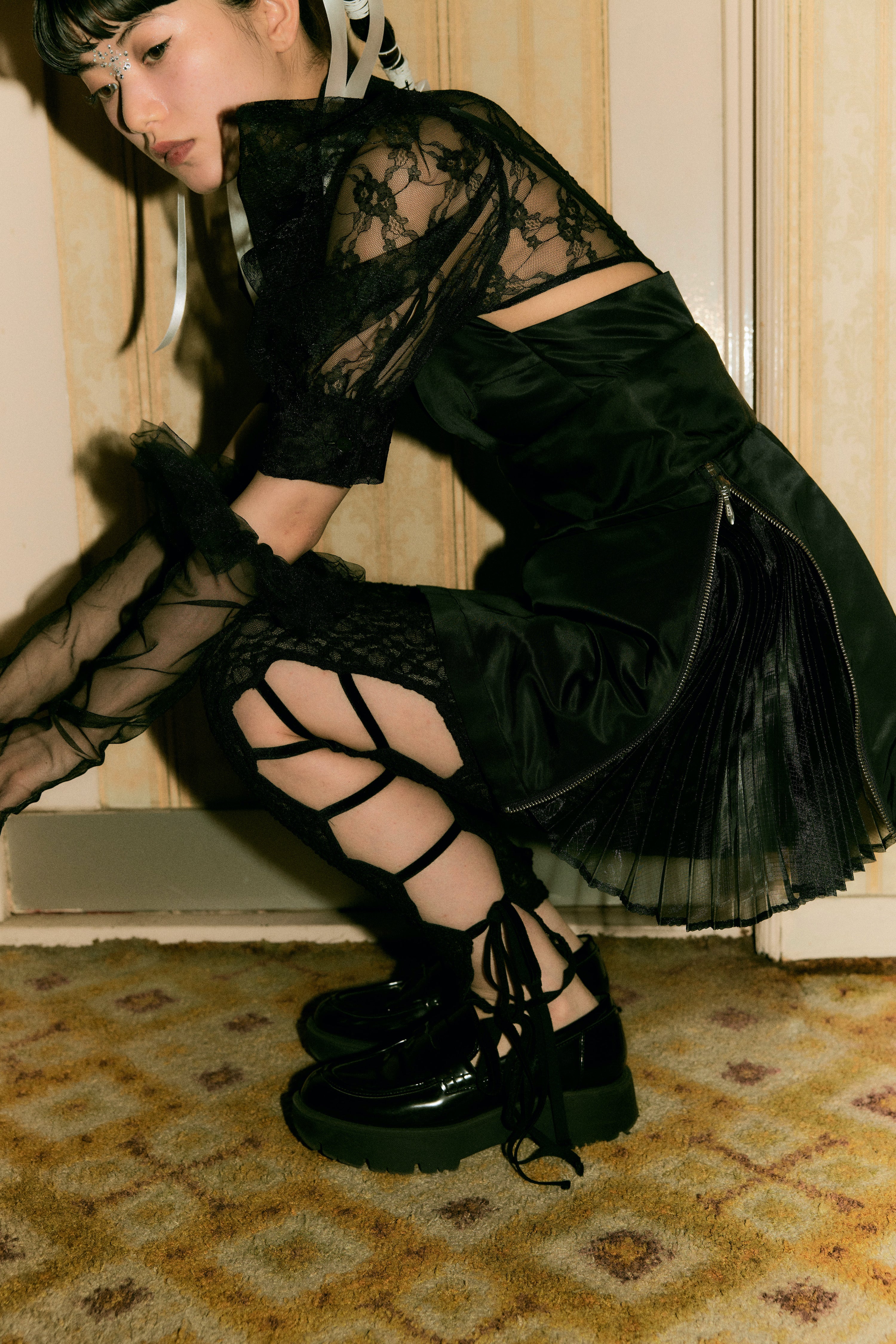 over collar shirt bolero (BLACK)