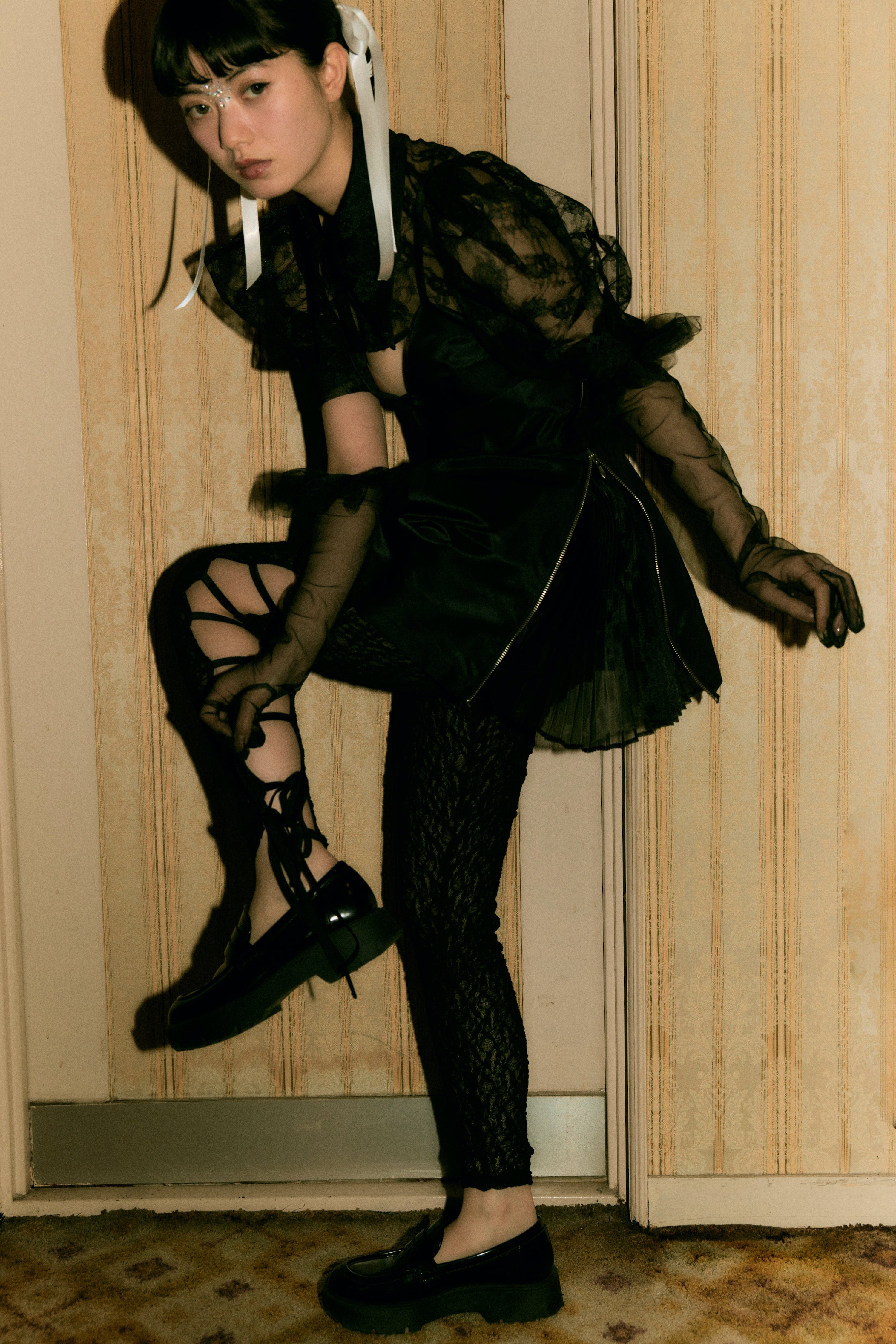 over collar shirt bolero (BLACK)