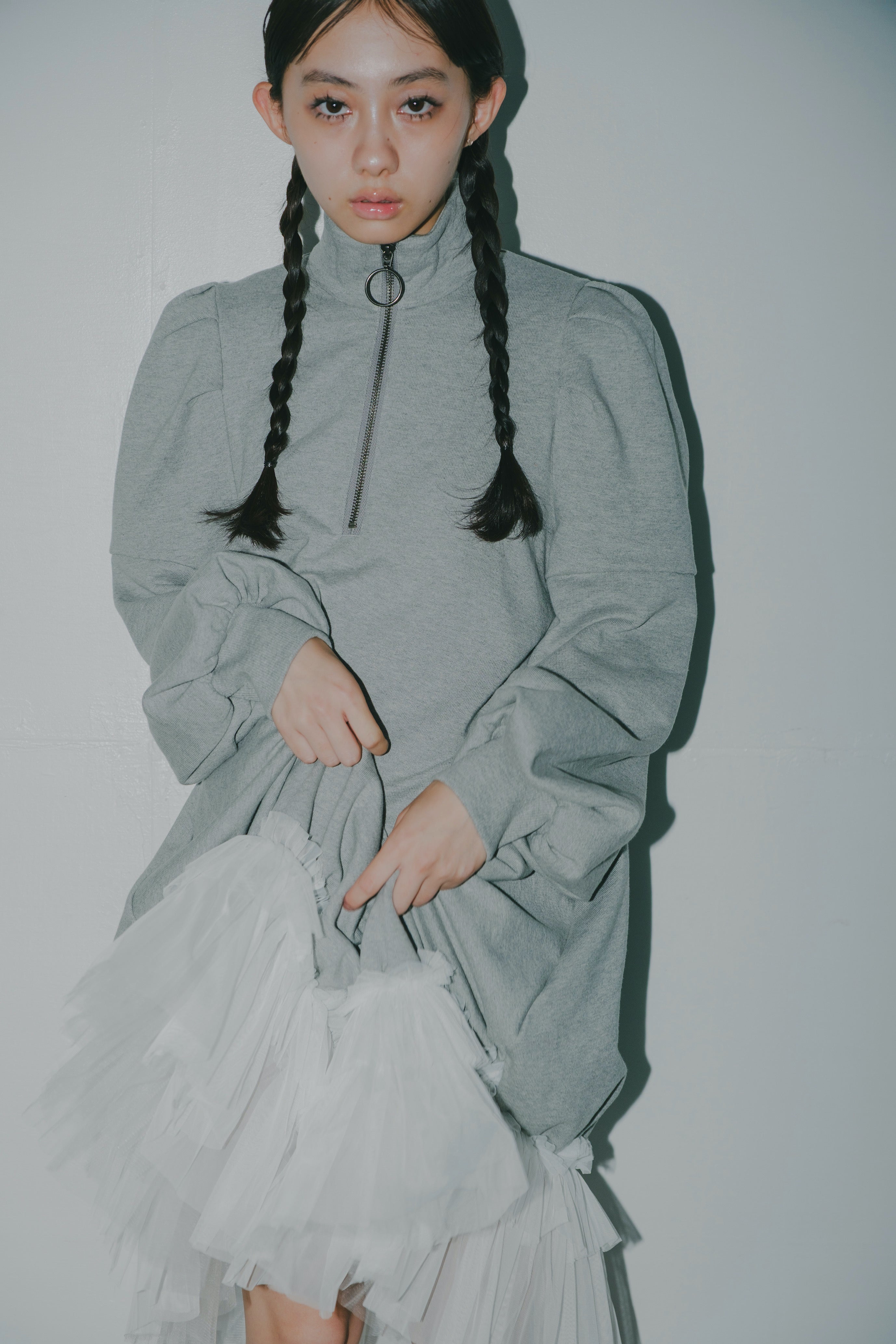 high-neck sweat dress (GRAY)