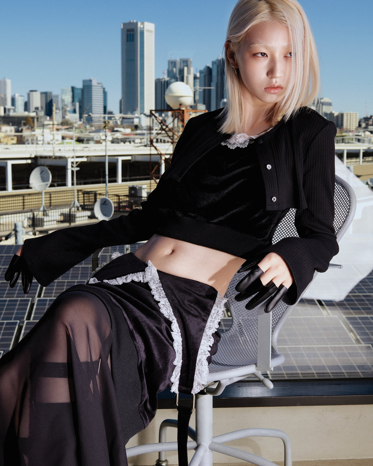 rib cardigan + bralette