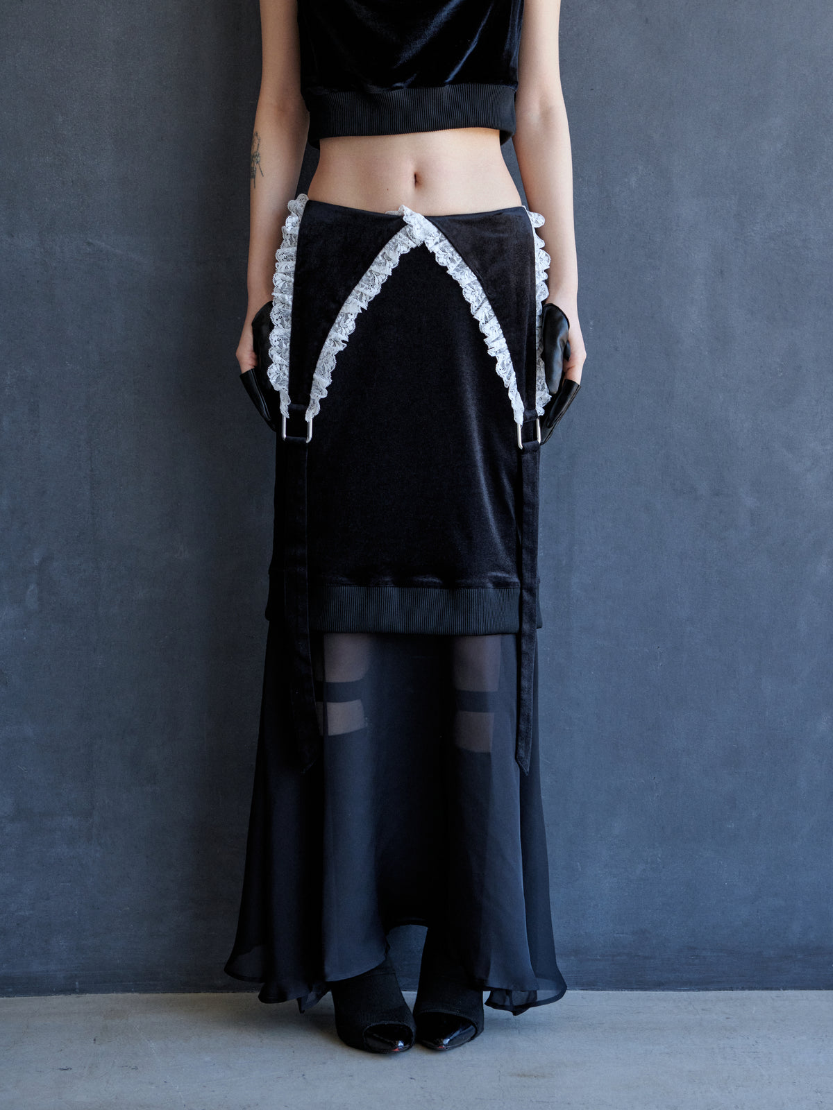 velour drip skirt