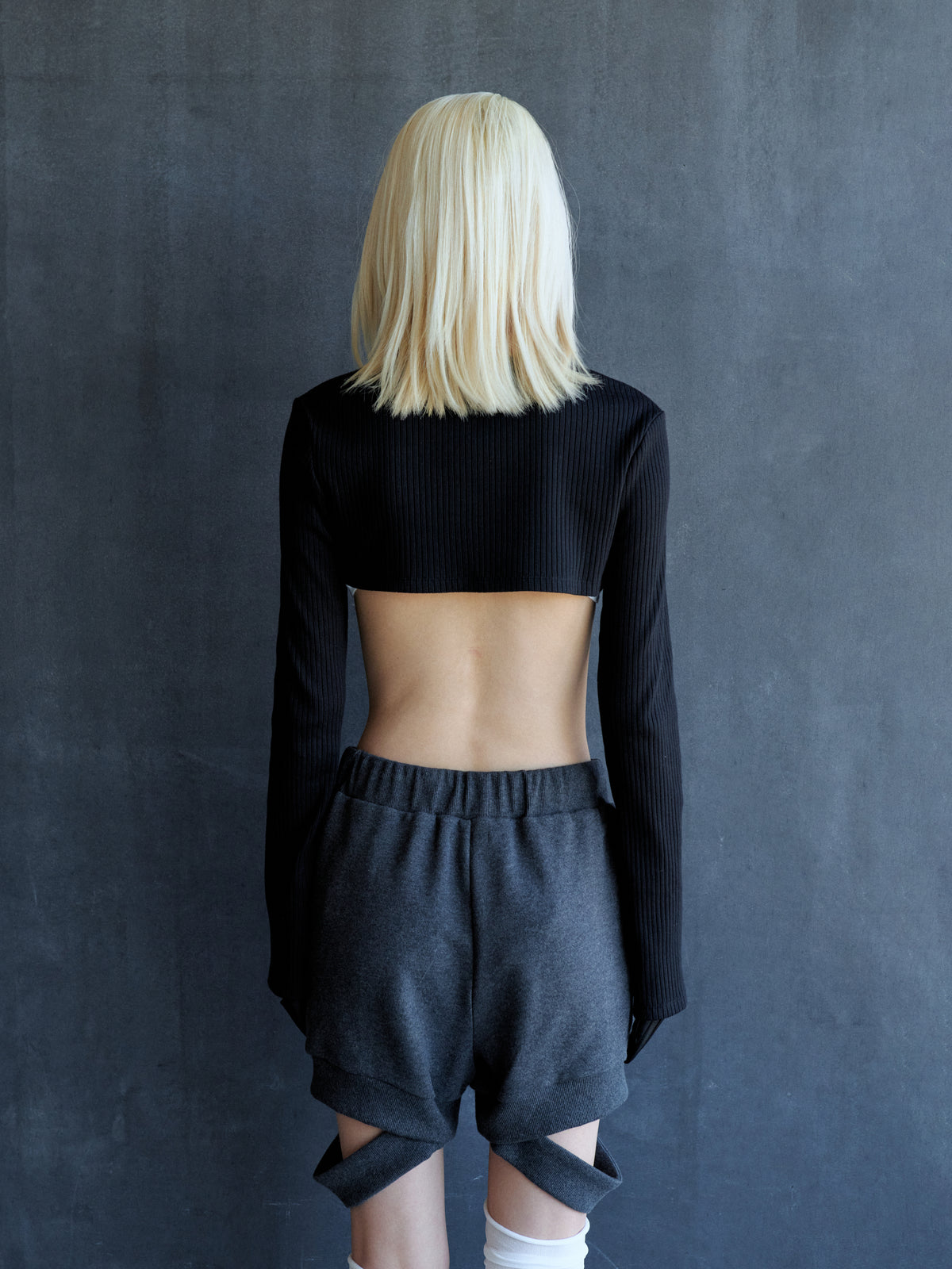 rib cardigan + bralette