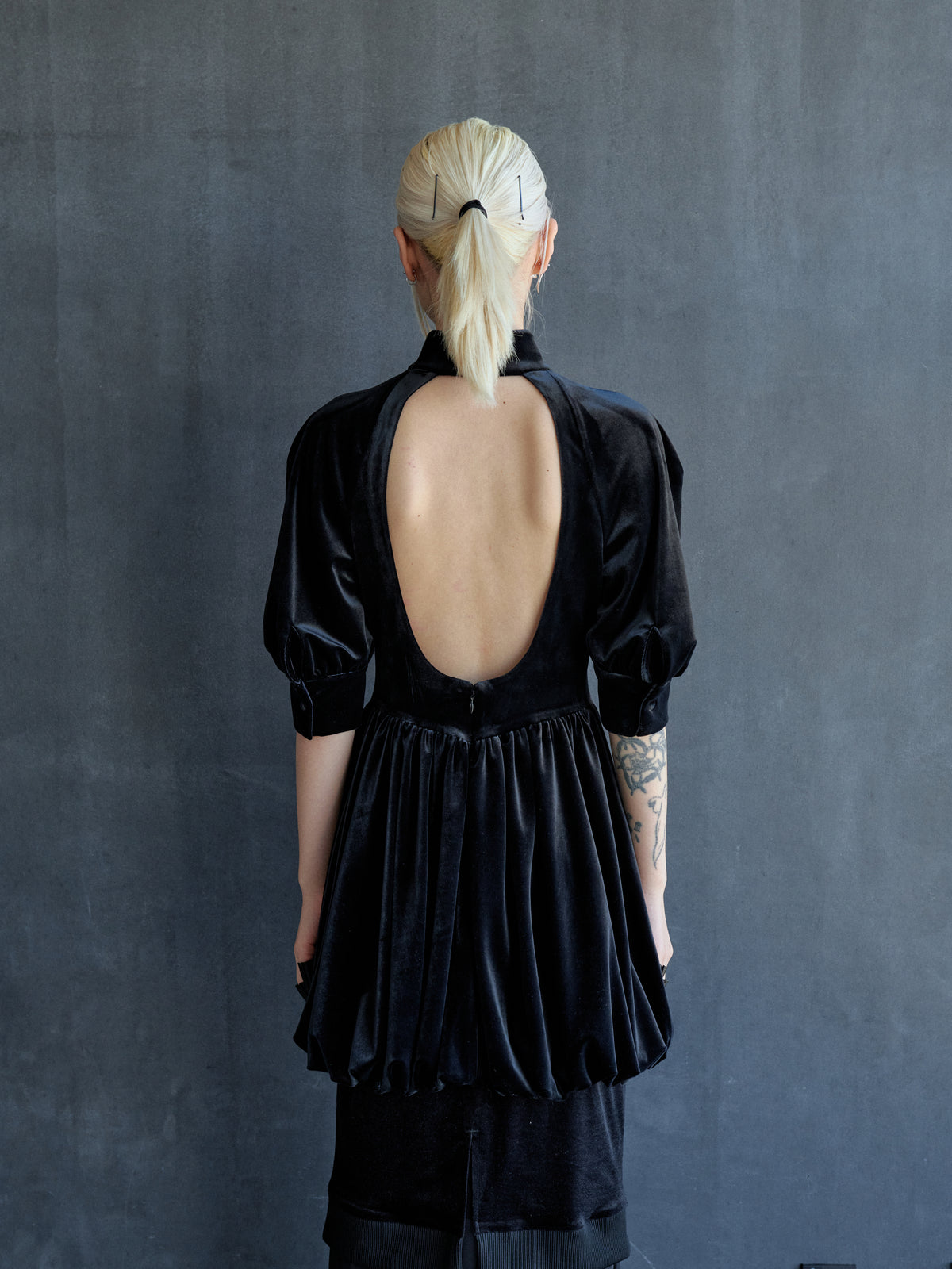 velour balloon dress mini