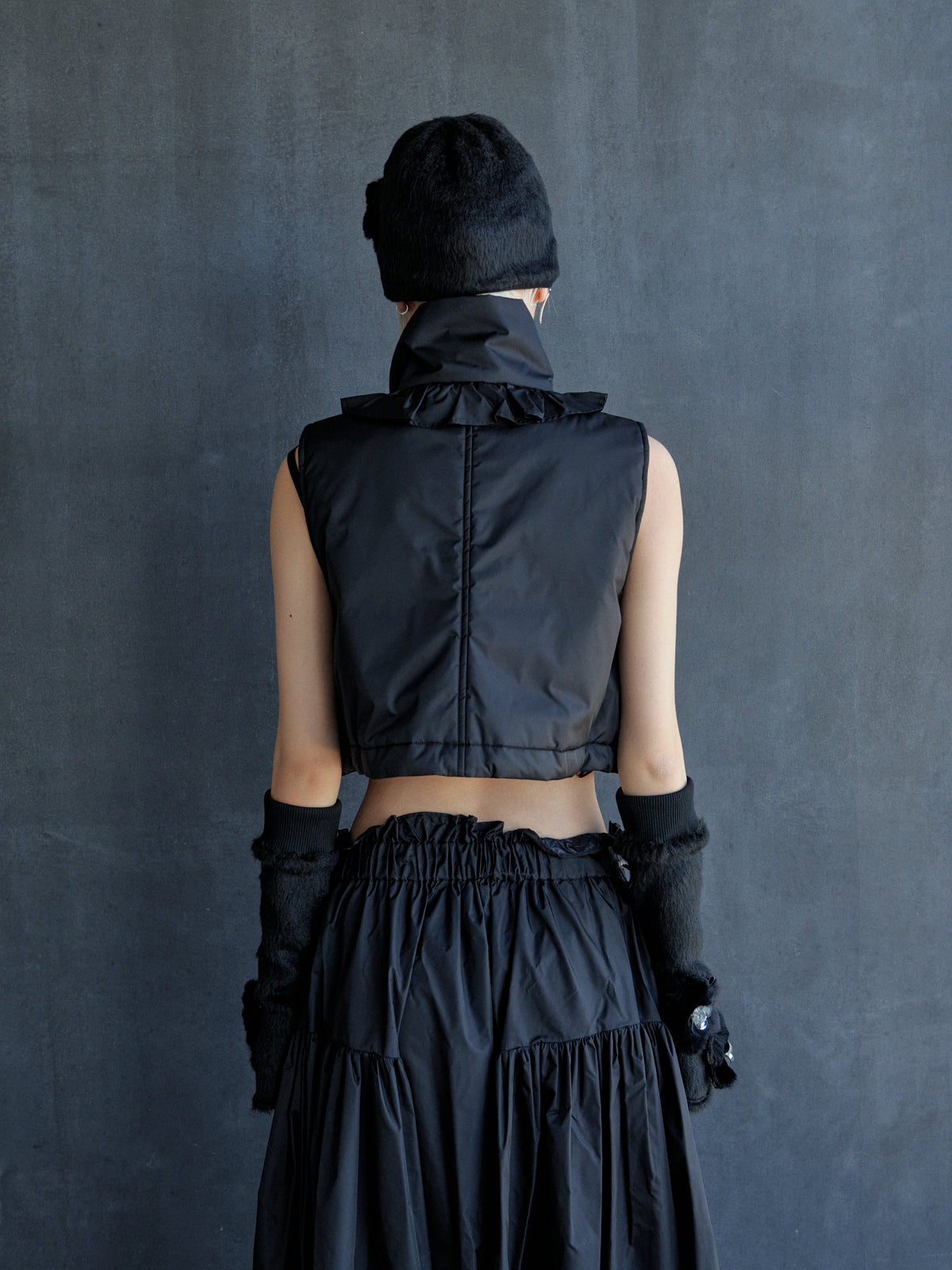 nylon puffer frill vest