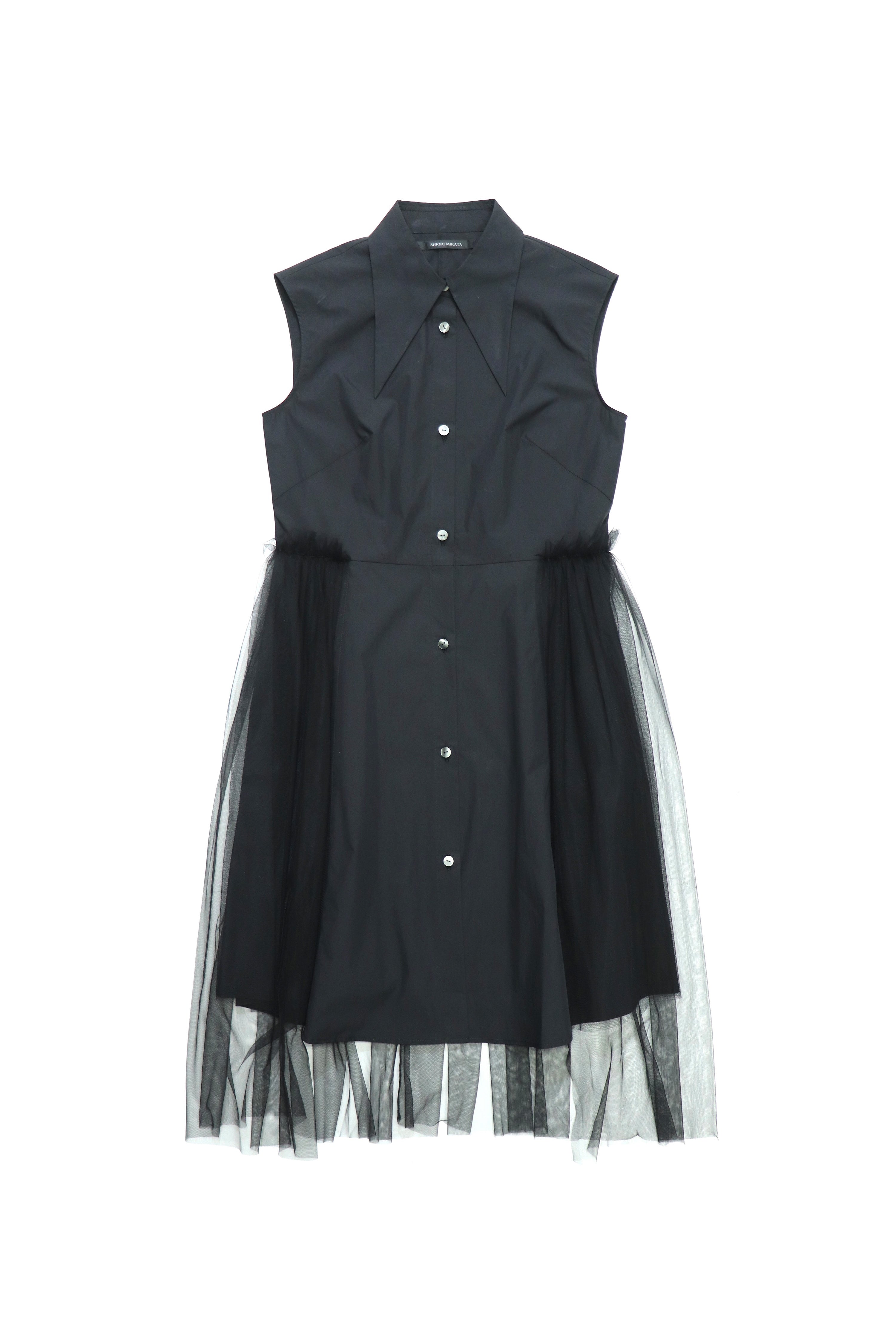 tulle layered shirt-onepiece