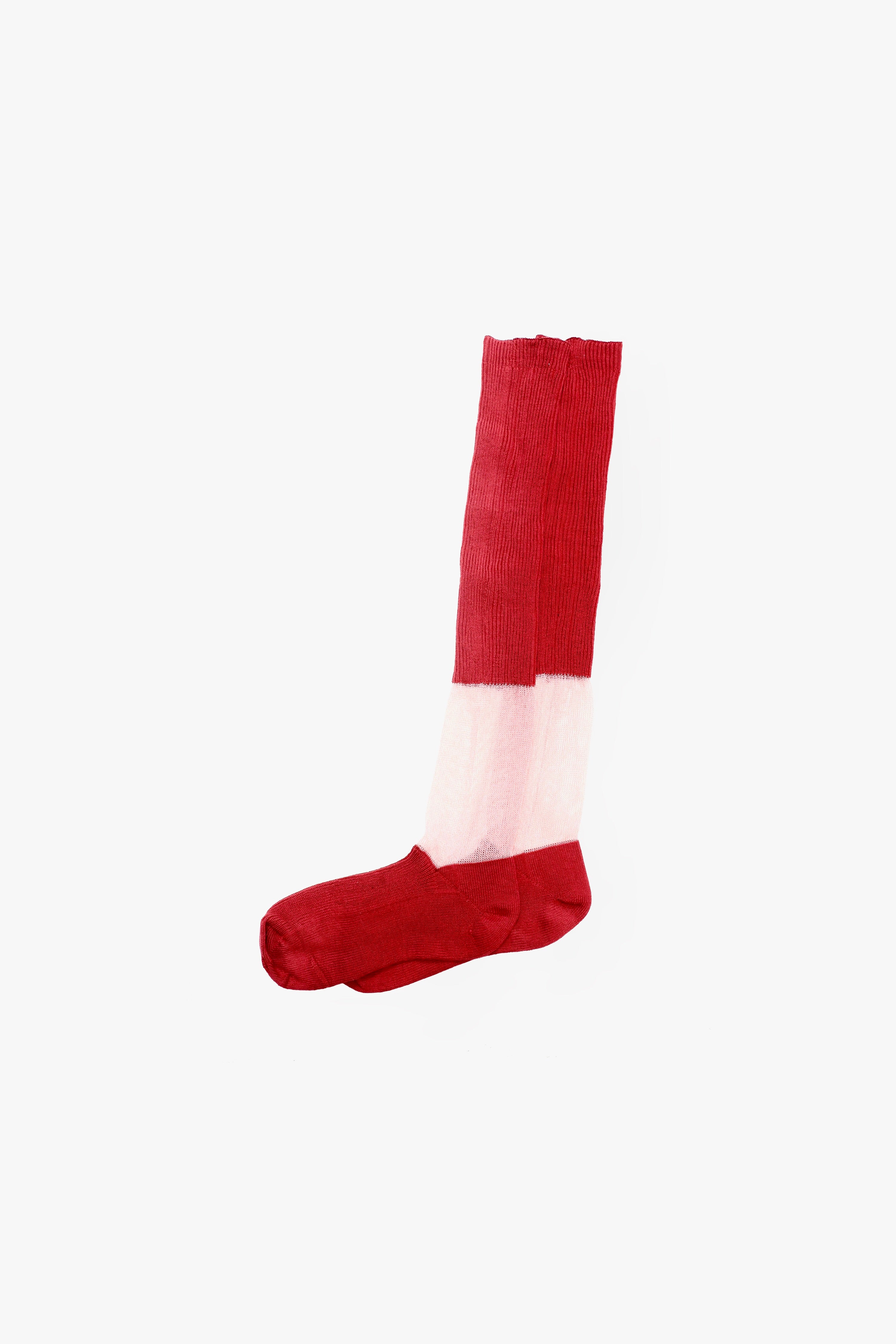long socks with sheer (RED)