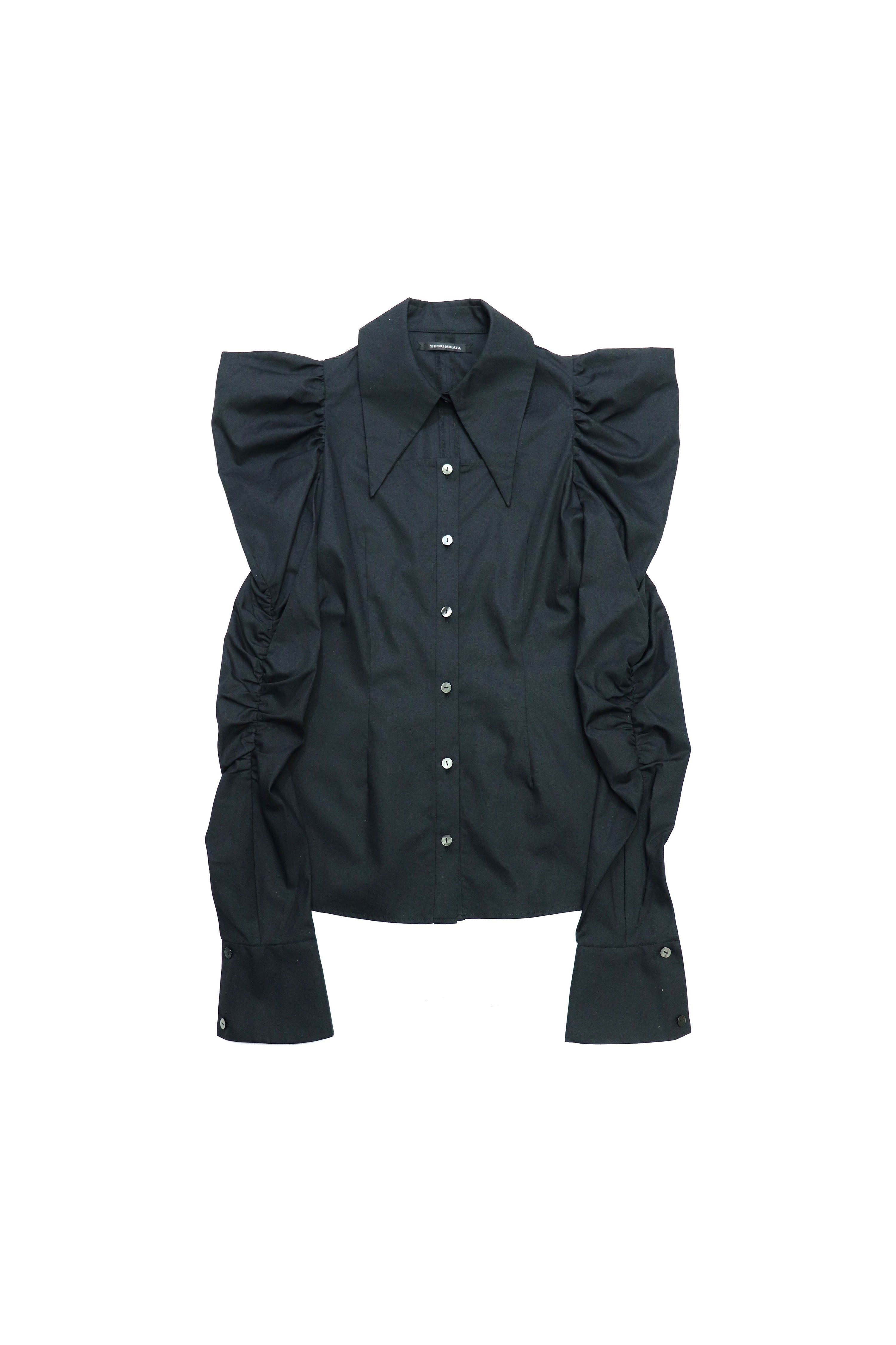 square cut puff-sleeve shirt (BLACK)