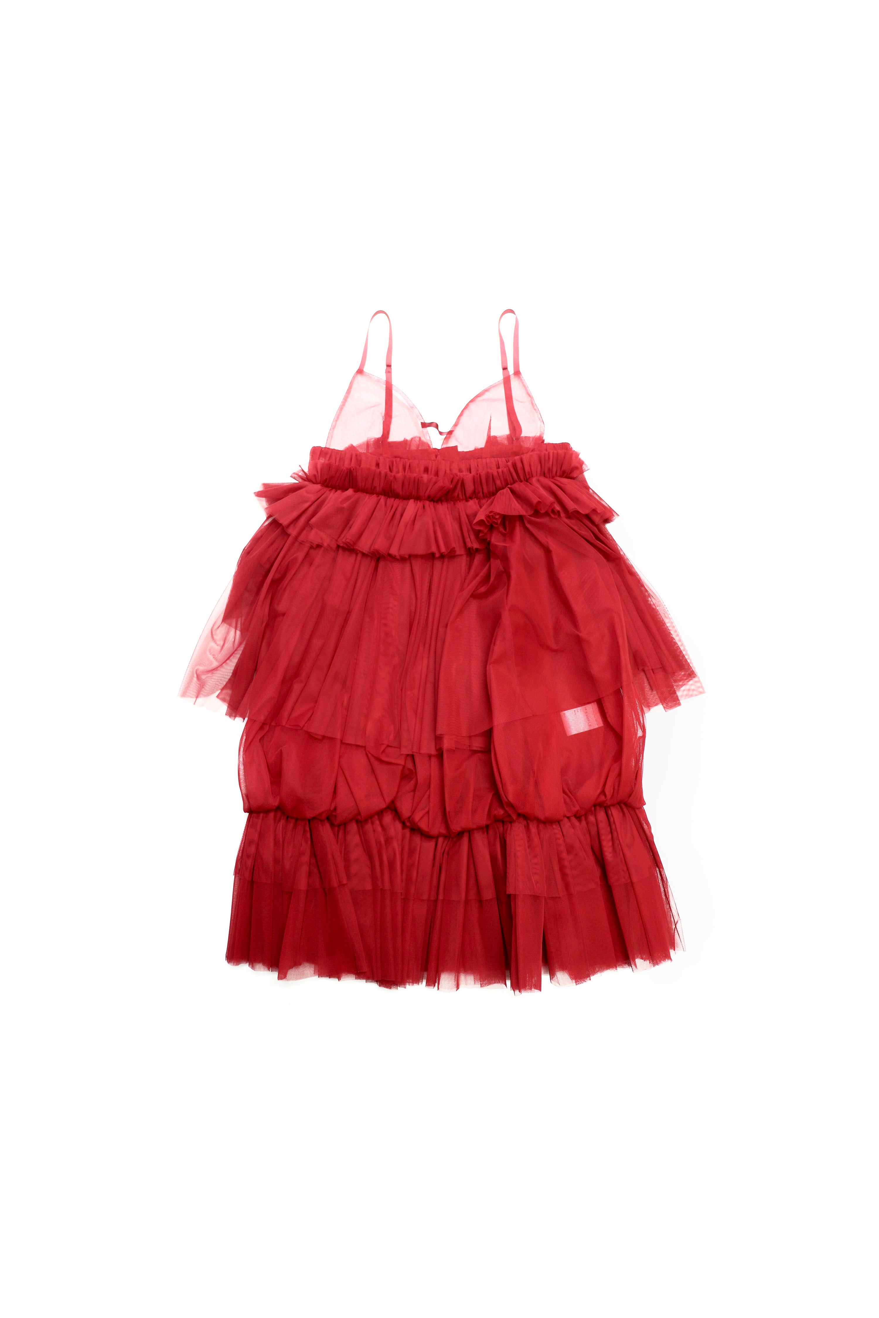 tulle balloon cami dress (RED)