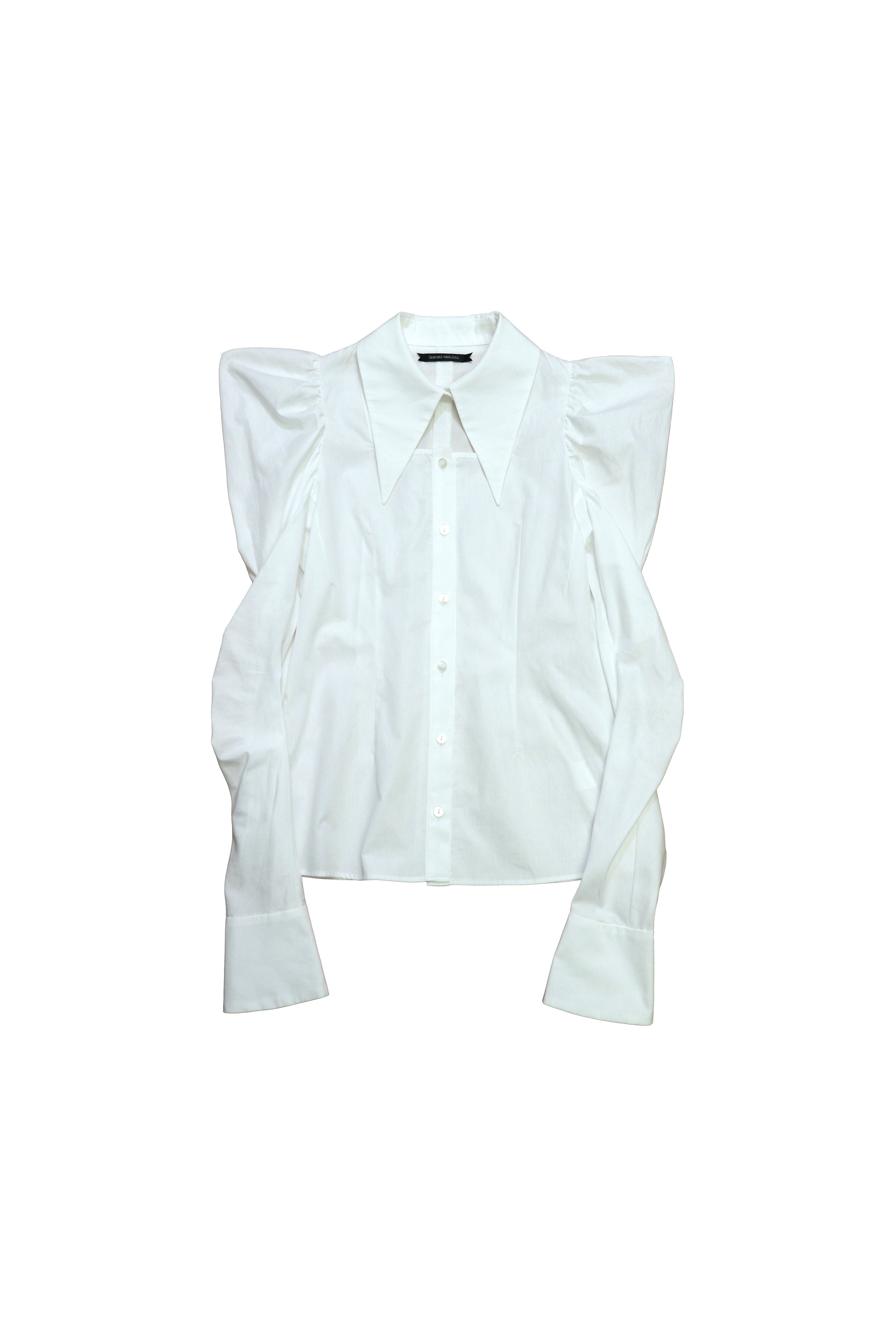 square cut puff-sleeve shirt (WHITE)