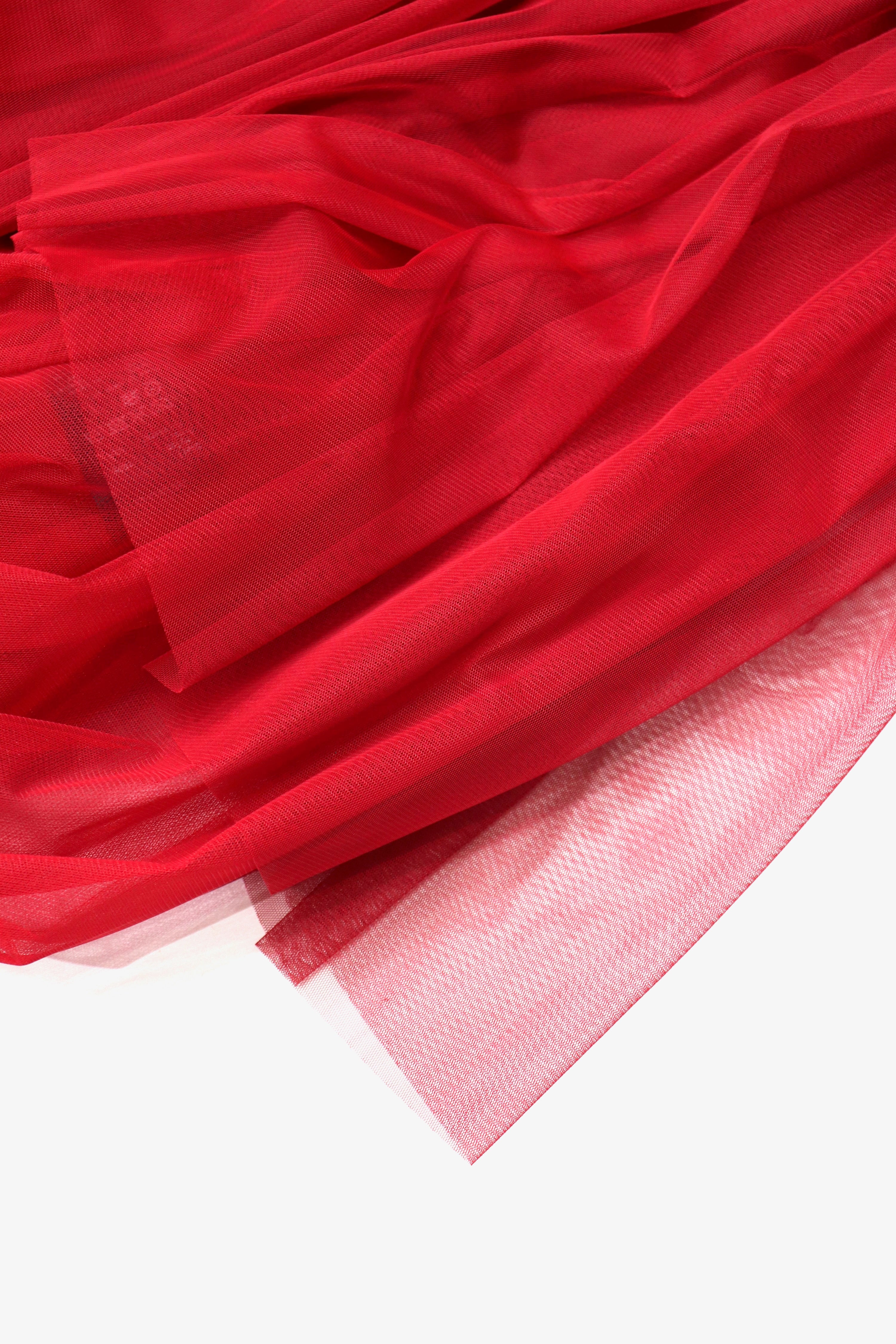 tulle balloon cami dress (RED)