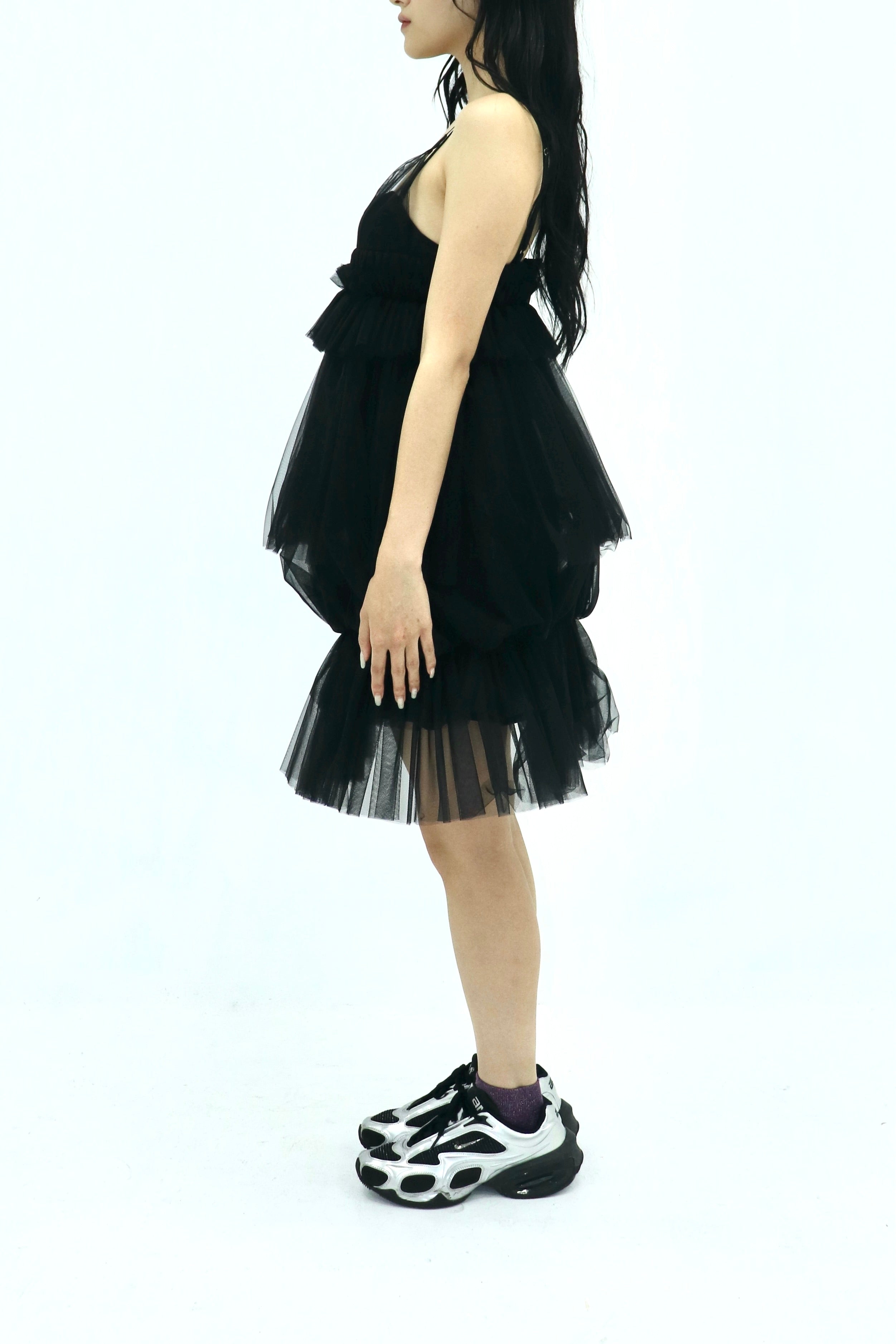 tulle balloon cami dress (BLACK)