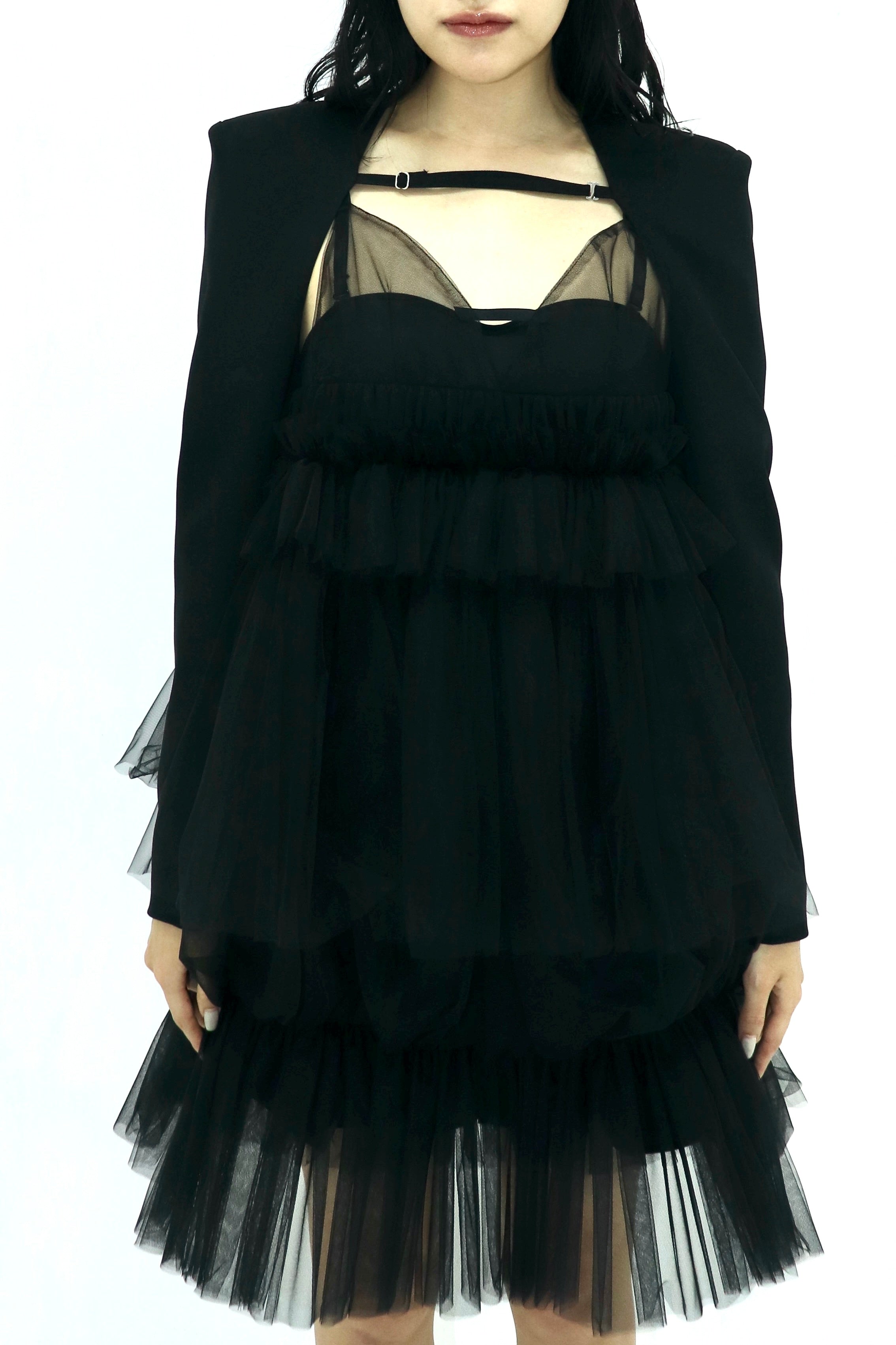 tulle balloon cami dress (BLACK)