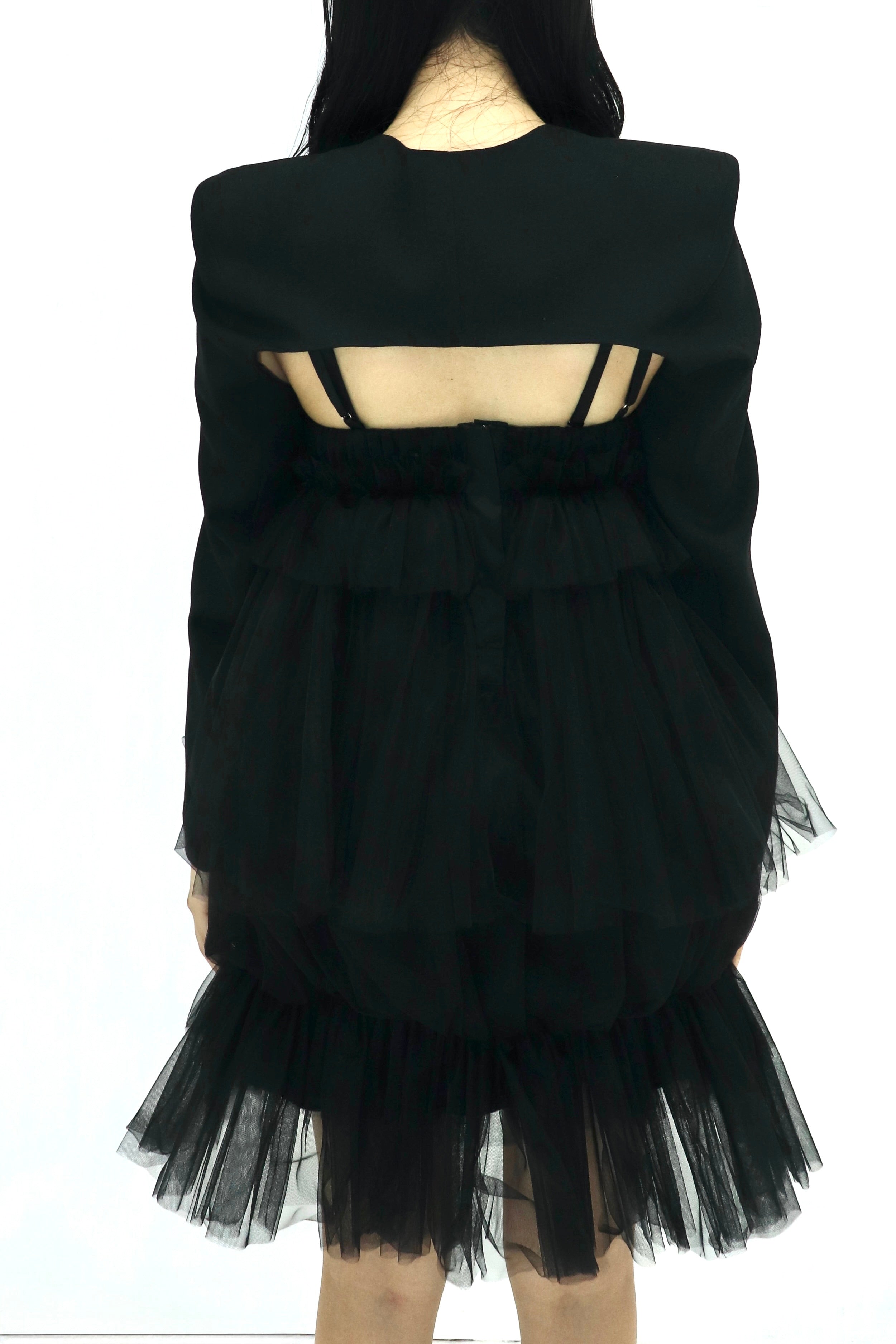 tulle balloon cami dress (BLACK)