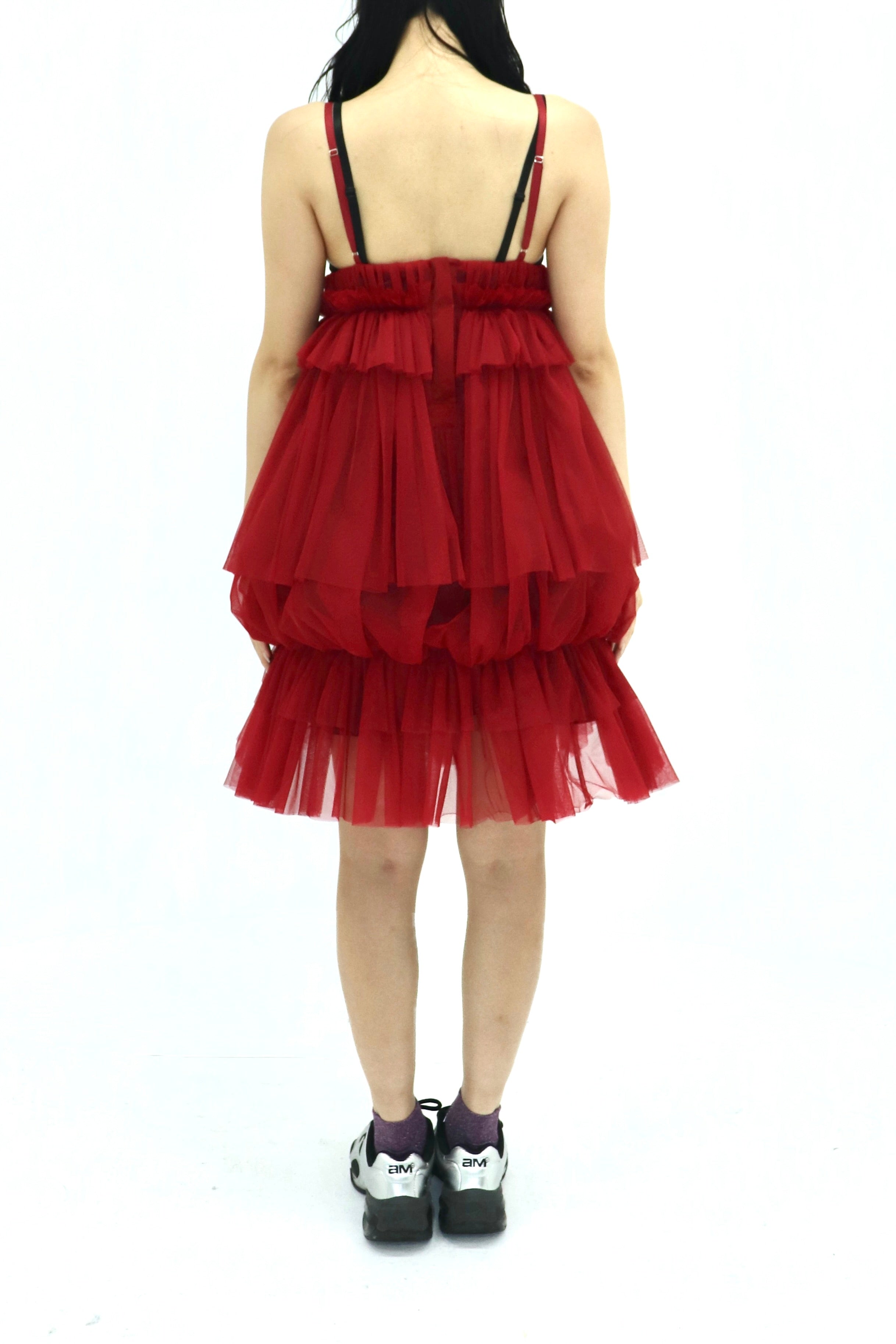 tulle balloon cami dress (RED)