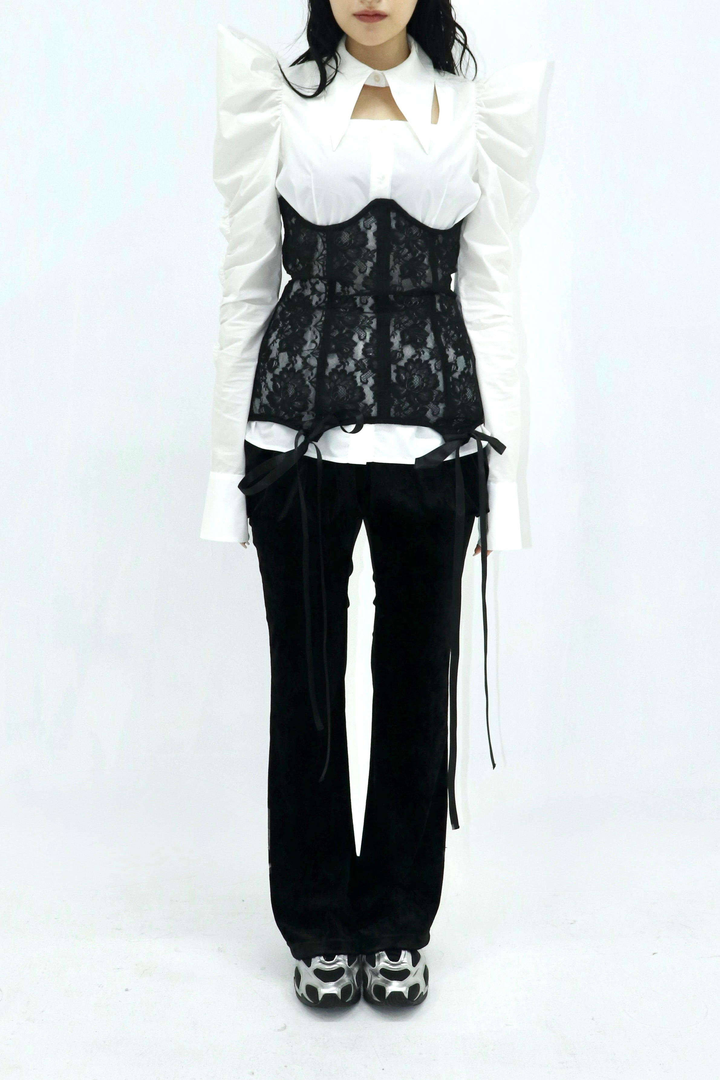 square cut puff-sleeve shirt (WHITE)