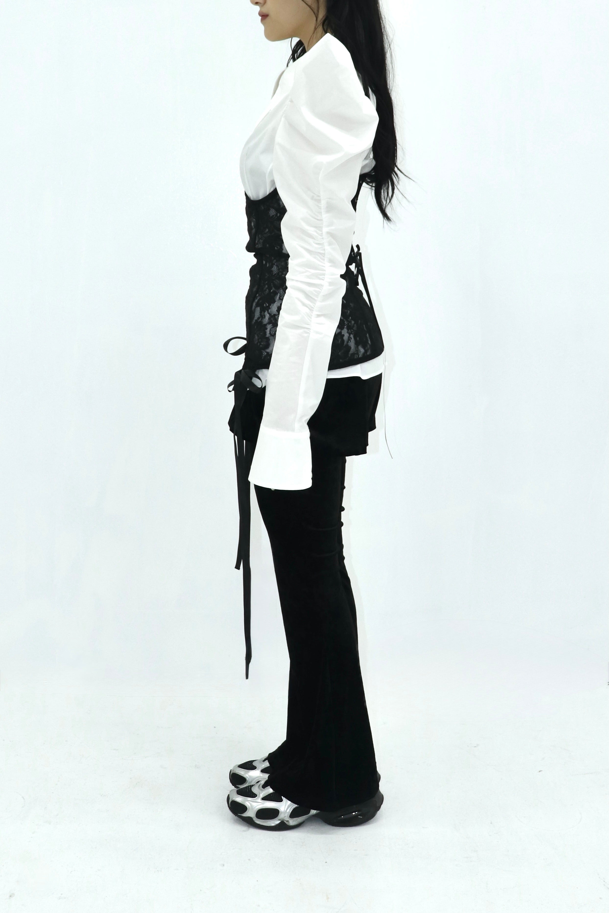 square cut puff-sleeve shirt (WHITE)