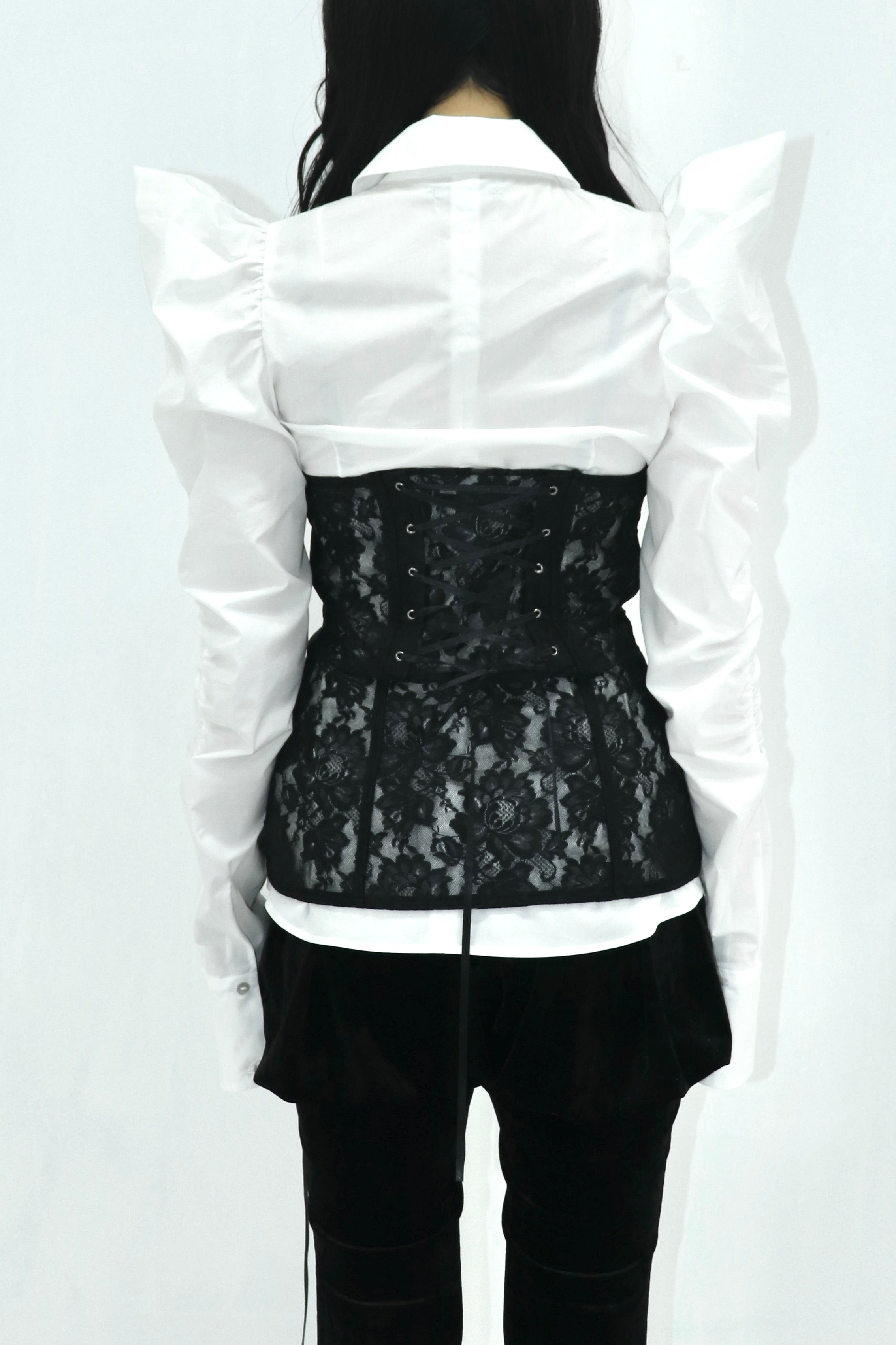 square cut puff-sleeve shirt (WHITE)