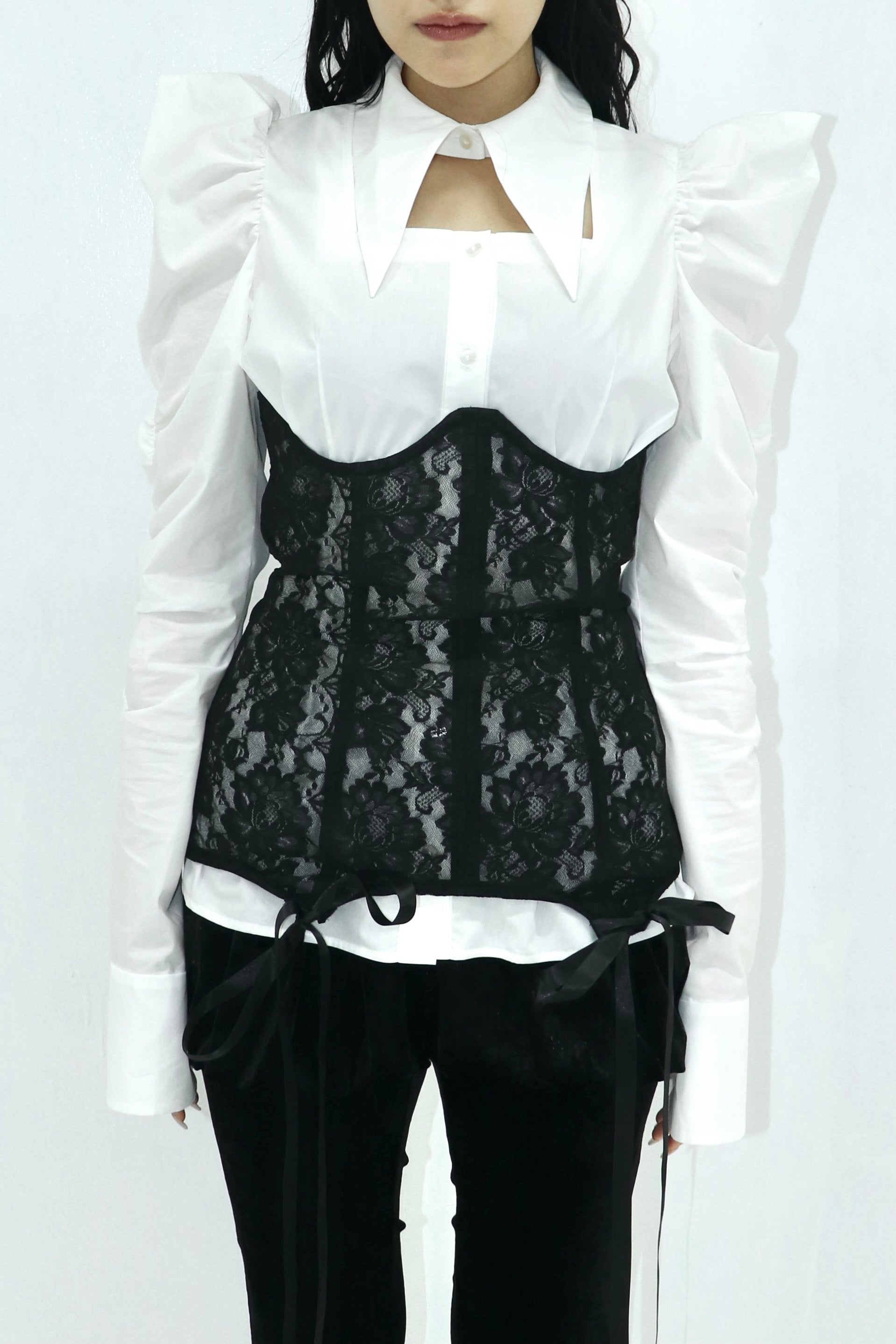 square cut puff-sleeve shirt (WHITE)