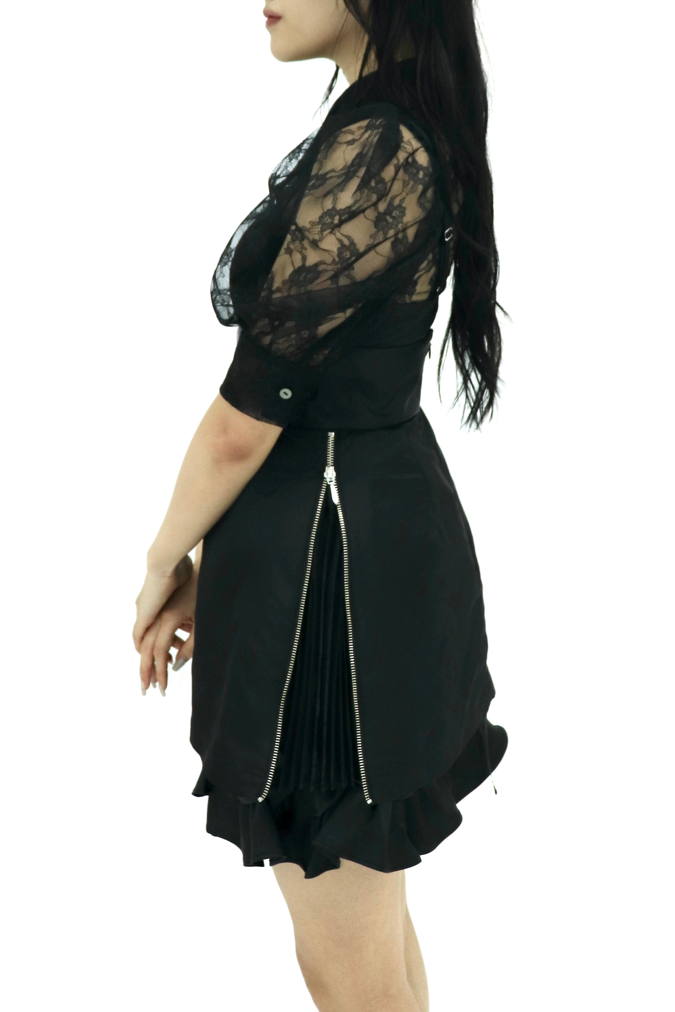 over collar shirt bolero (BLACK)