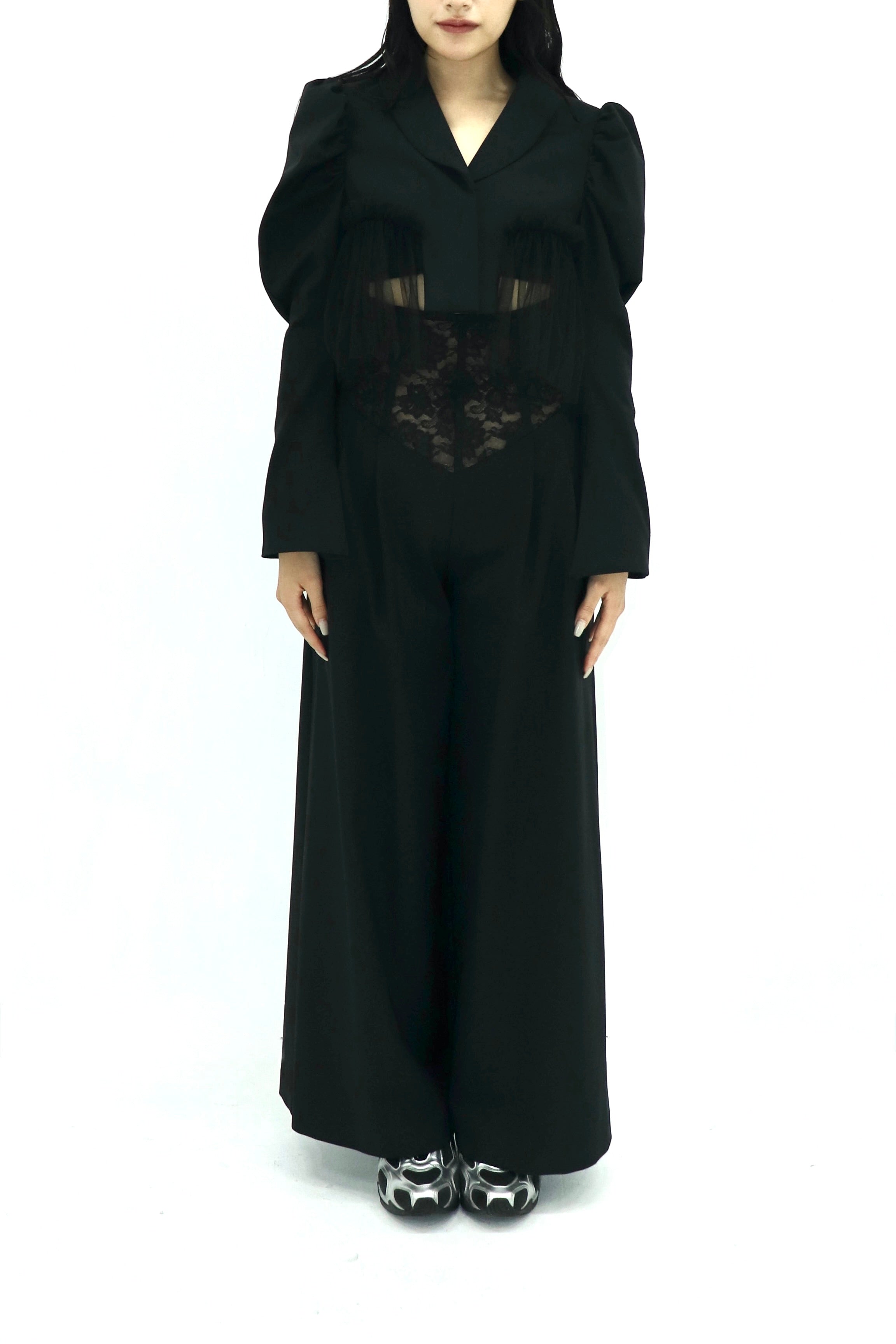 wide trousers with corset