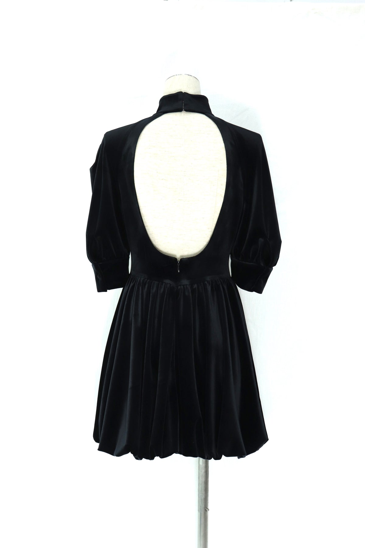 velour balloon dress mini