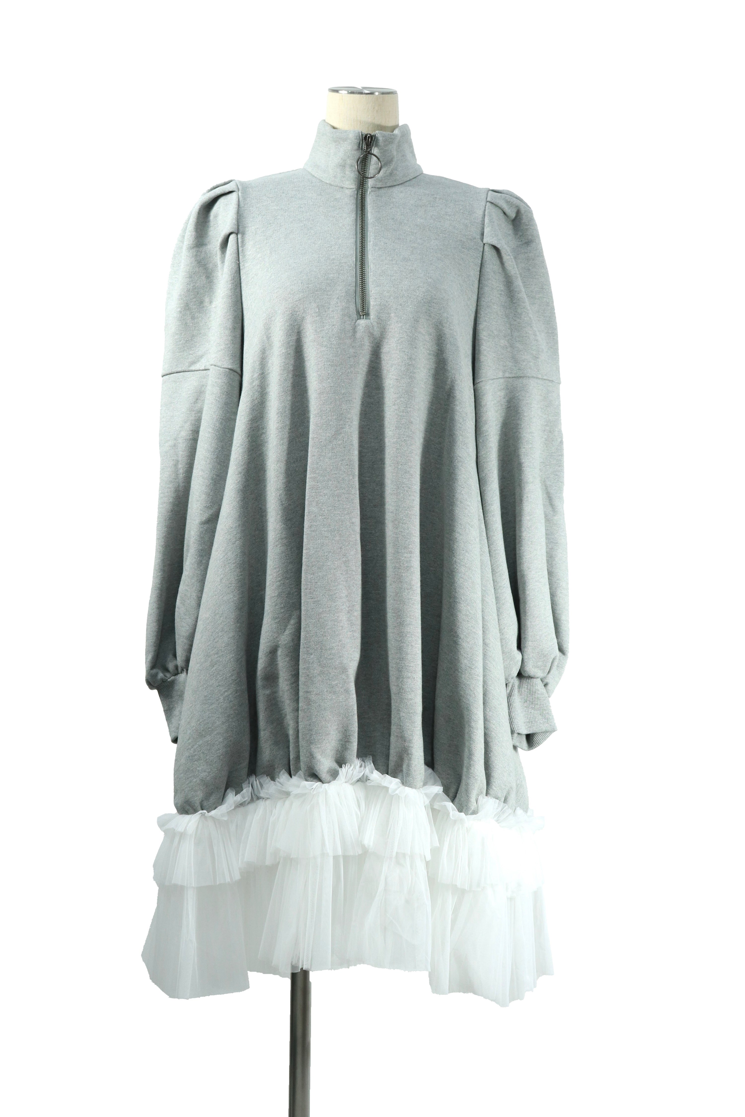 high-neck sweat dress (GRAY)