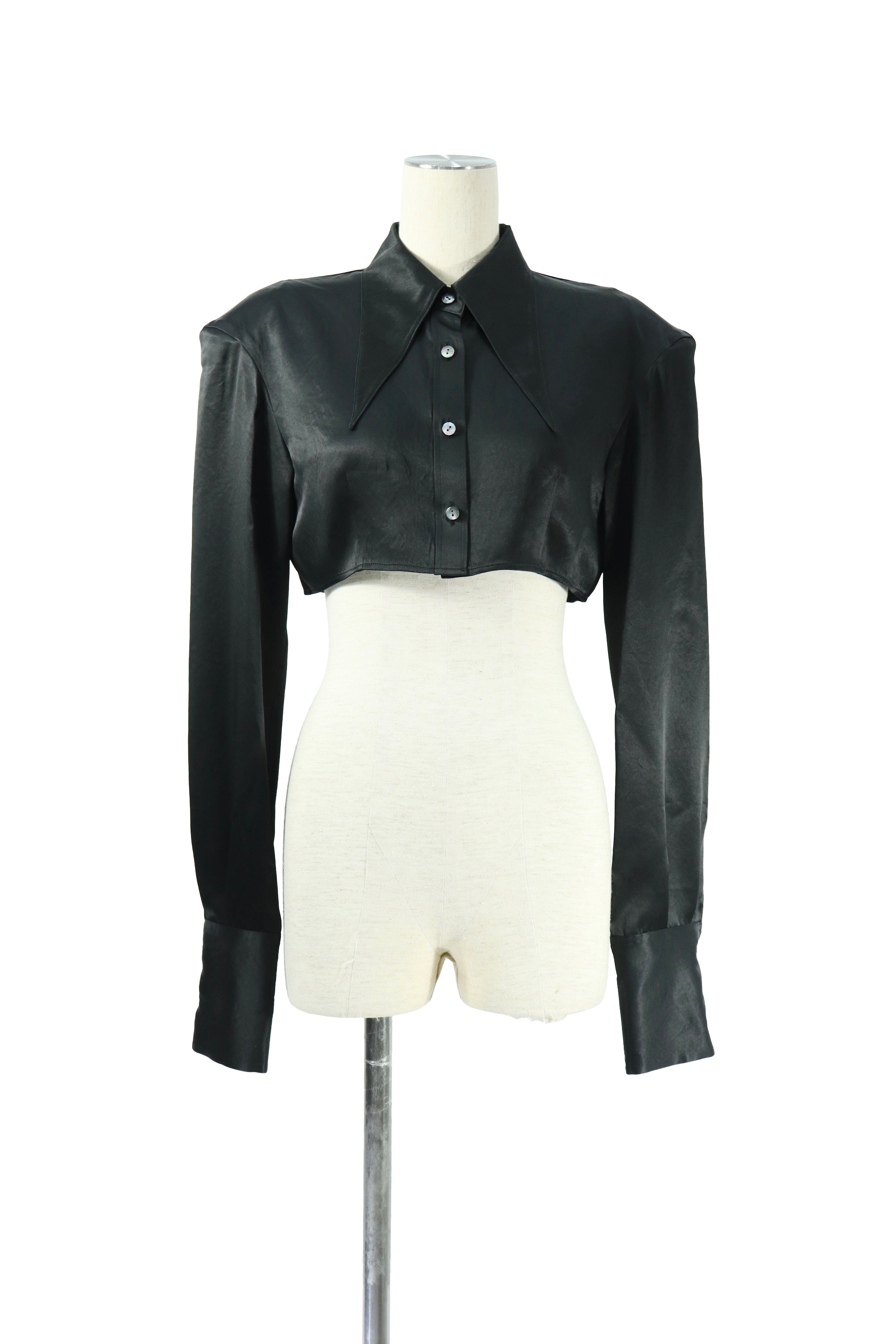 satin power pad shirt (BLACK)