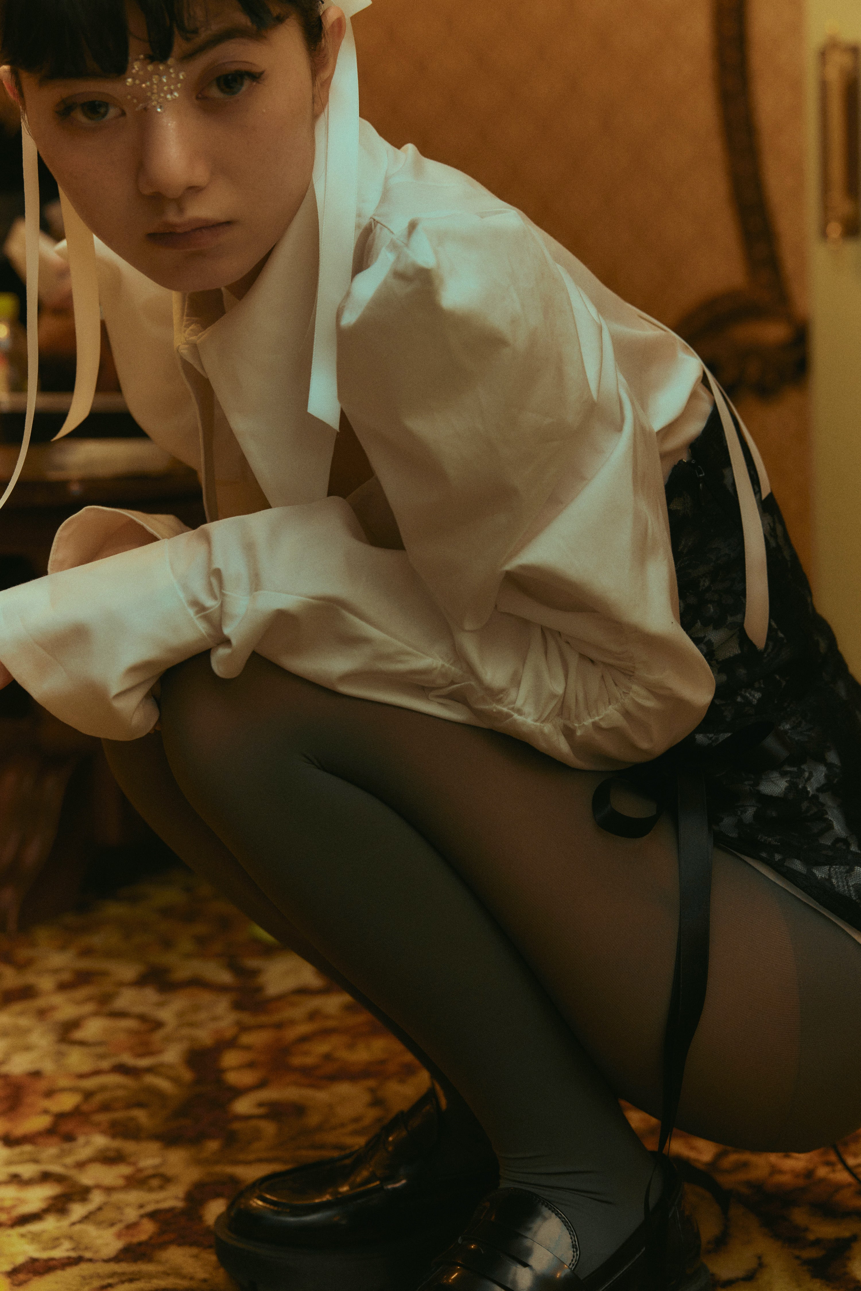 square cut puff-sleeve shirt (WHITE)