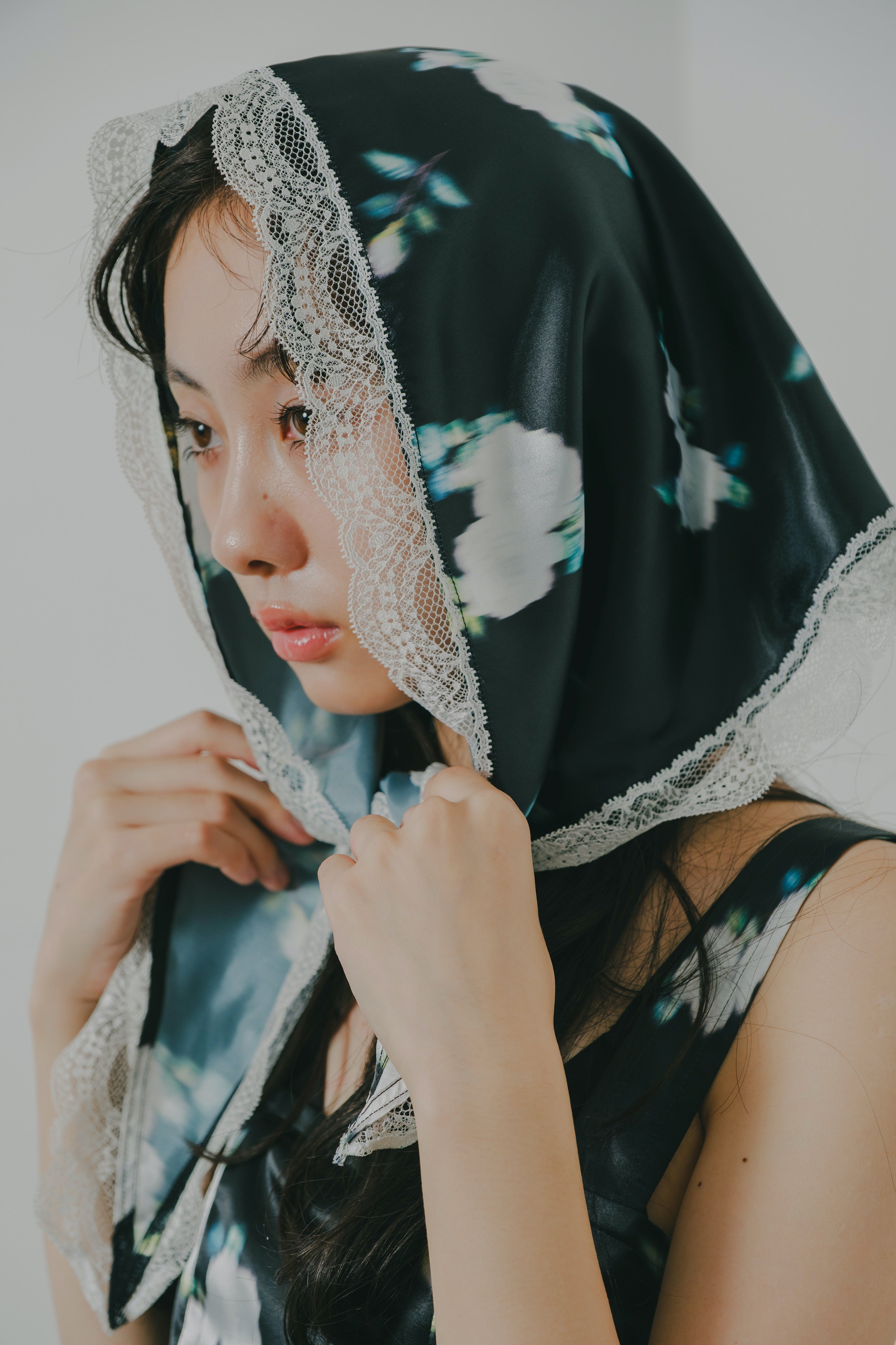flower print lace scarf